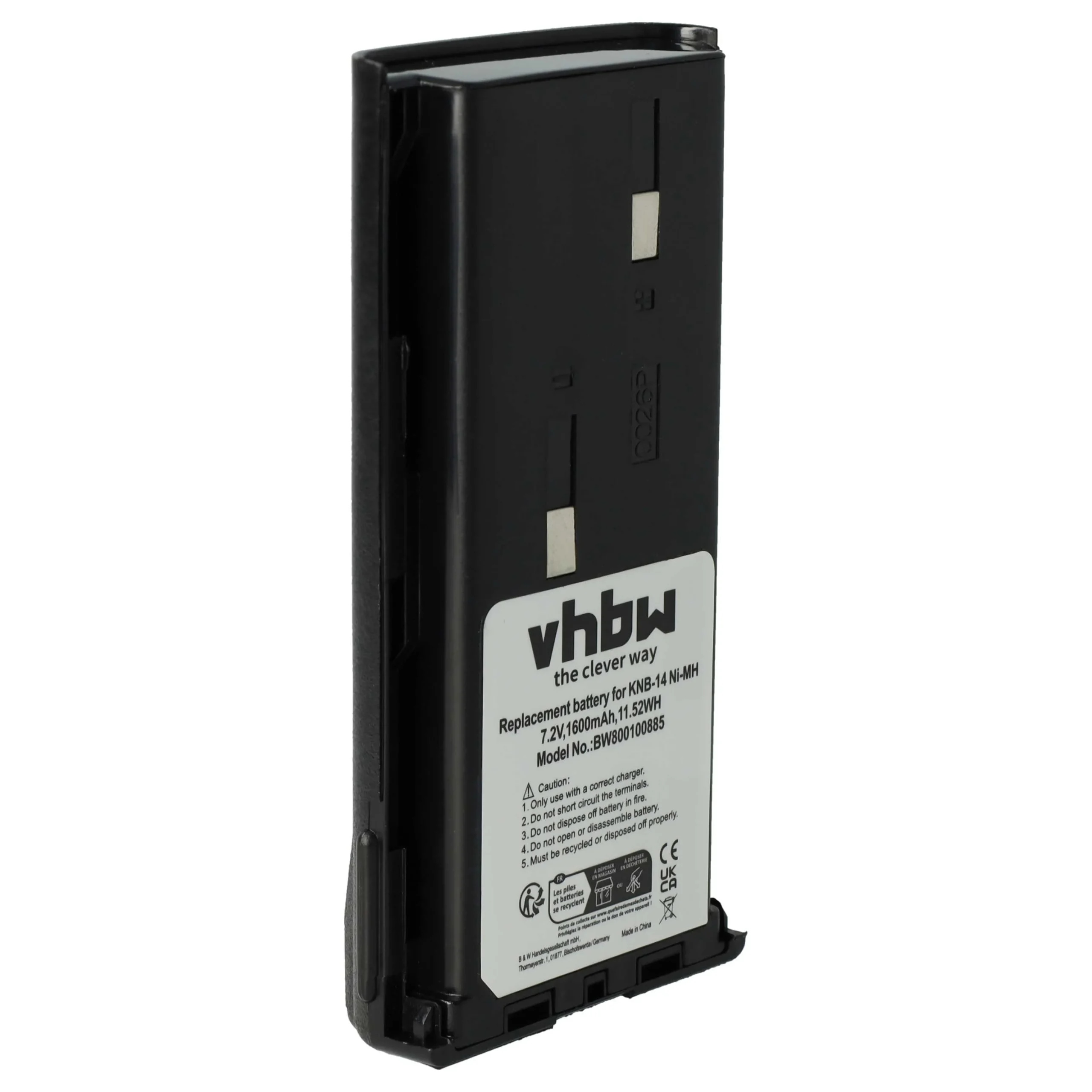 Batterie remplace Bidatong BD-15-L pour radio talkie-walkie Kenwood- 1600mAh 7,2V NiMH