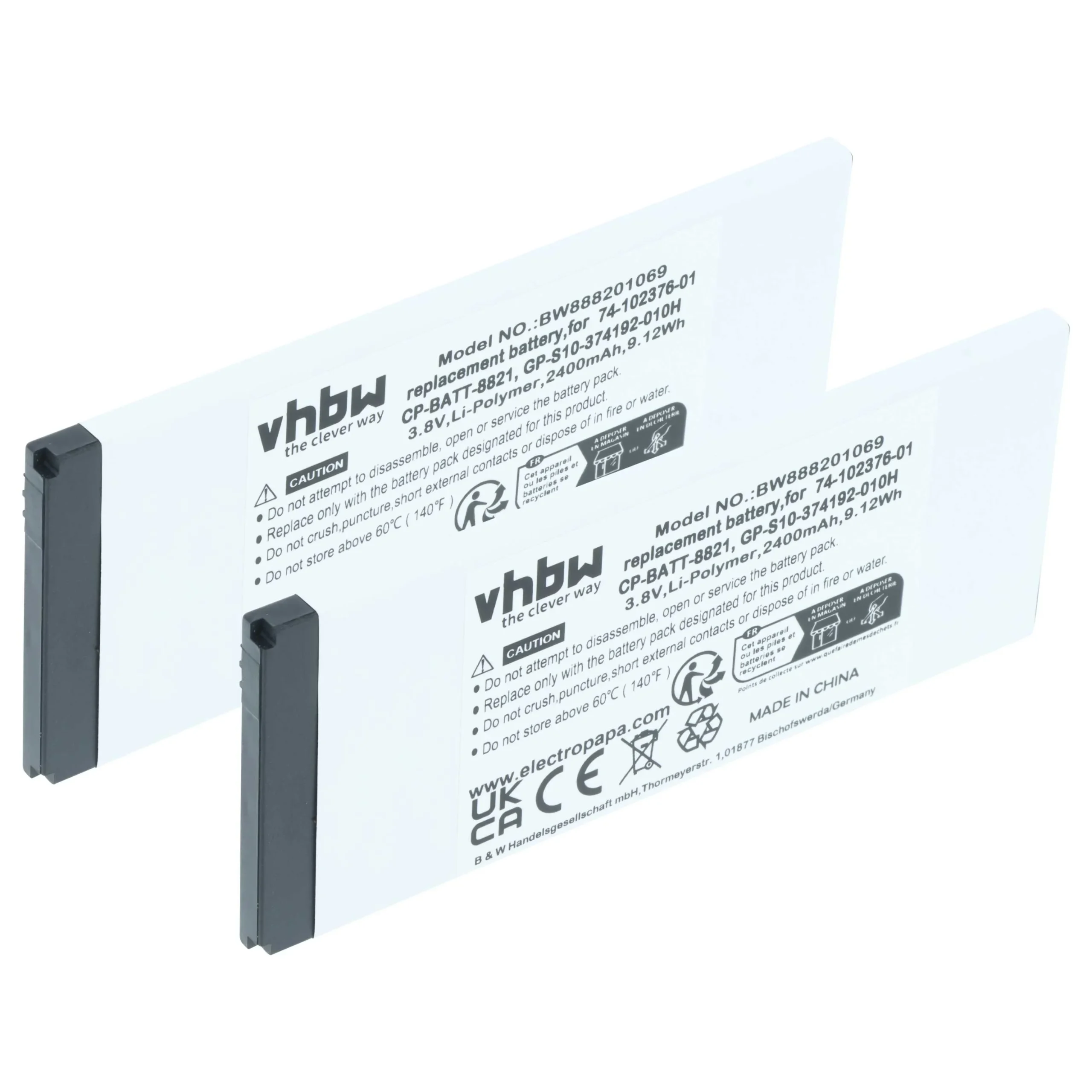 Batterie (2 pcs.) remplace Cisco 74-102376-01 téléphone portable Cisco - 2400mAh 3,8V Li-polymère