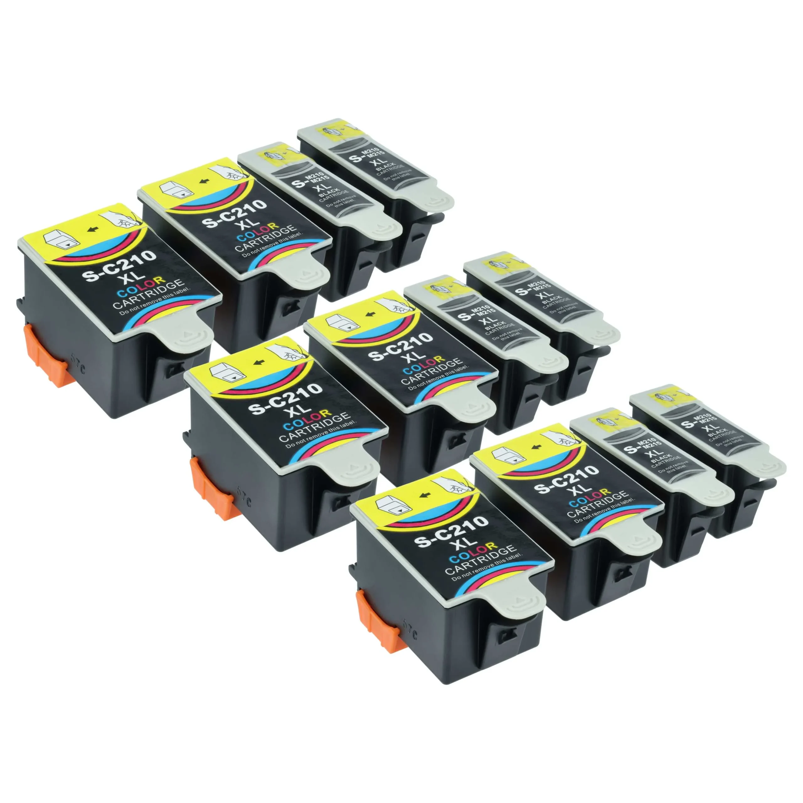 12x Cartouches remplace Samsung INK-M210, INK-M215 black, NK-C210 colour, INK-M210 pour imprimante - noir, CMY