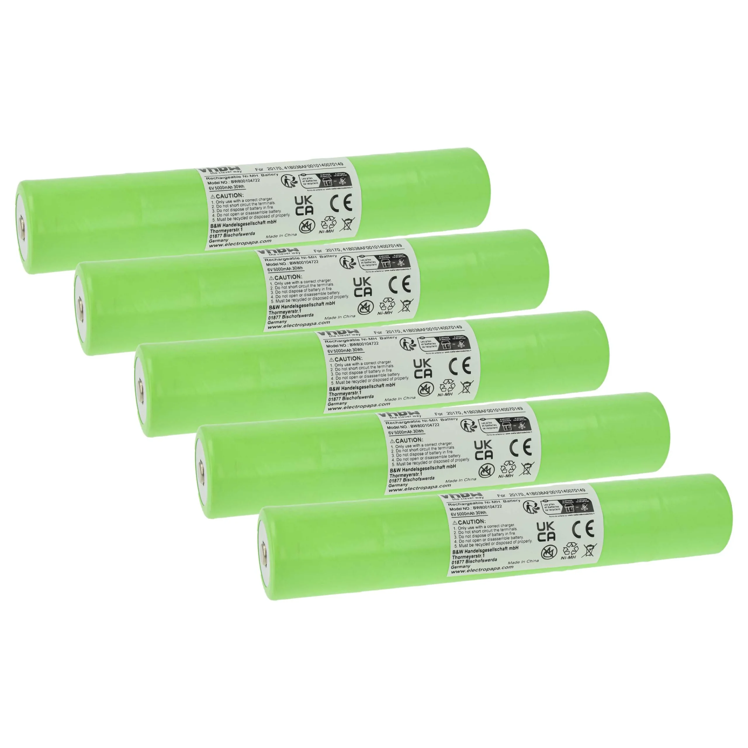 Batterie (5 pcs.) remplace 108-000-439, 108-439, 108-000-817 lampe de poche Ericsson - 5000mAh 6V NiMH