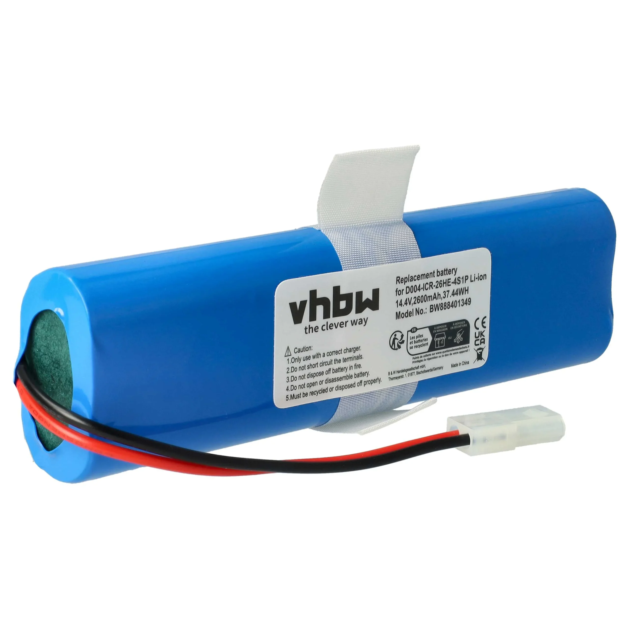 Batterie remplace 360 D004-ICR-26HE-4S1P pour robot aspirateur Moneual - 2600mAh 14,4V Li-ion