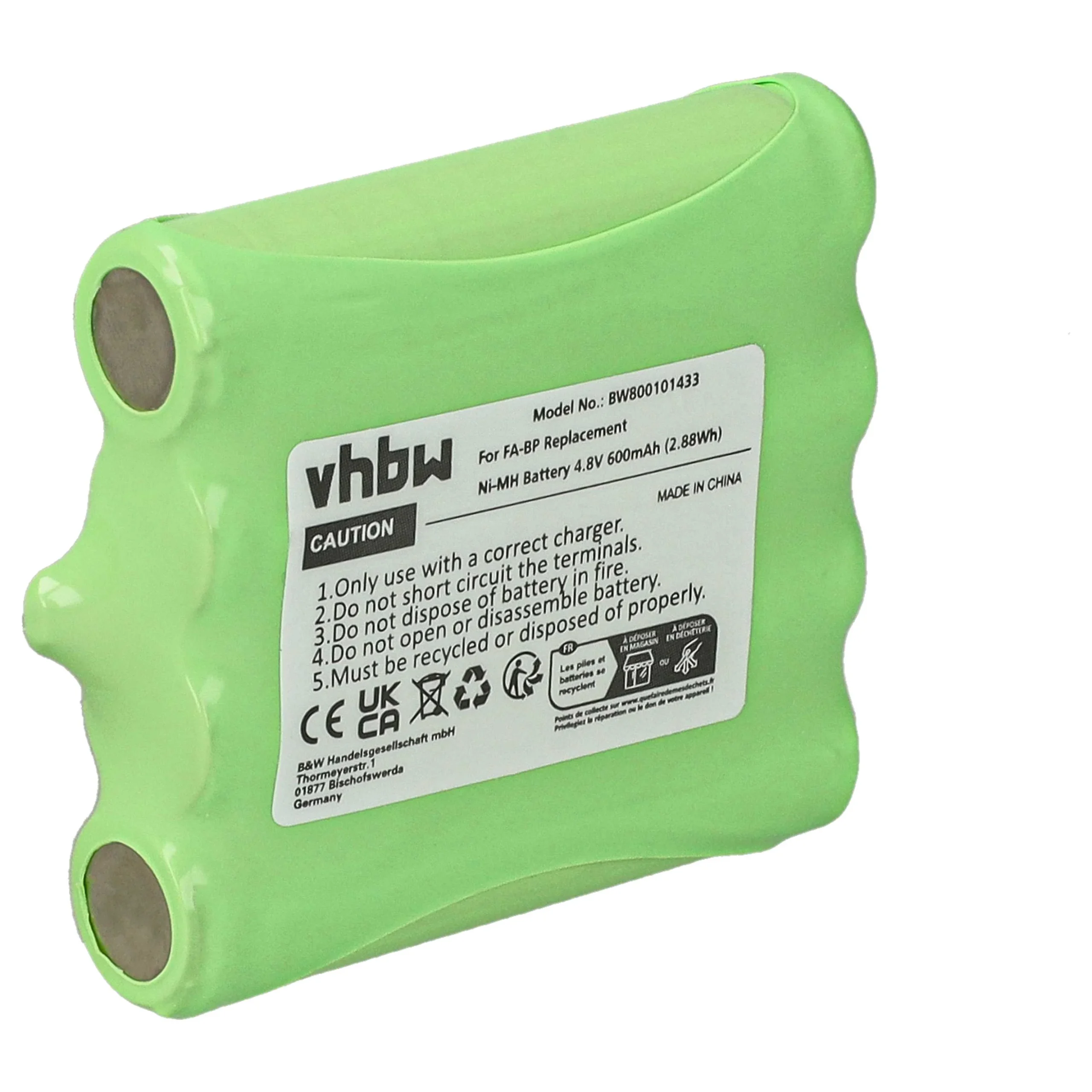 Batterie remplace Cobra FA-BP, GA-CT, GA-CR, GA-CM, FA-CK pour radio talkie-walkie Oricom- 600mAh 4,8V NiMH