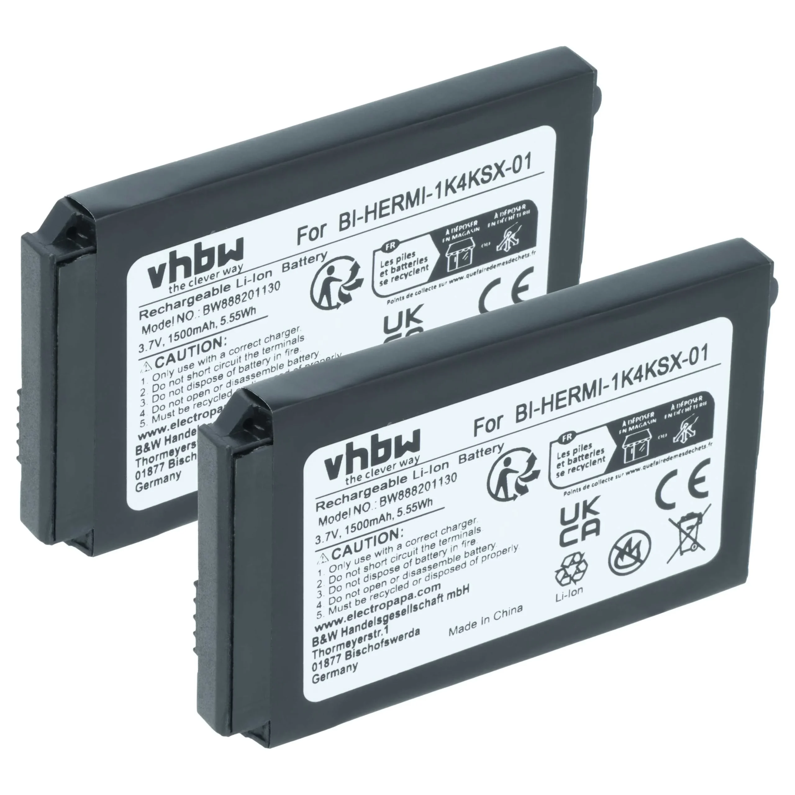 2x Batteries remplace Cisco BI-HERMI-1K4KSX-01 pour téléphone Cisco - 1500mAh 3,7V Li-ion