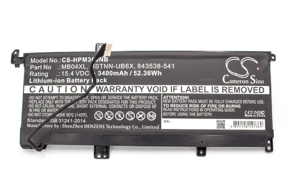 Batterie remplace HP 843538-541, 844204-850 pour ordinateur portable HP- 3400mAh 15,4V Li-polymère, noir