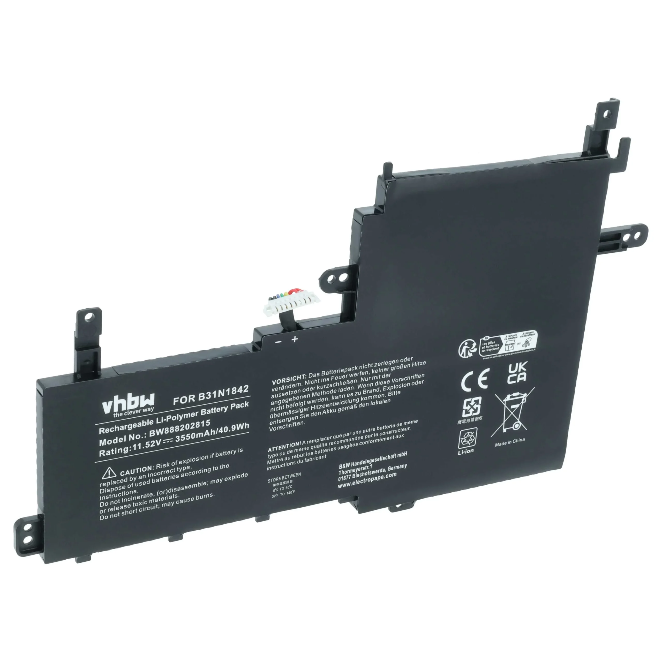 Batterie remplace Asus B31N1842, 0B200-03440000 pour ordinateur portable Asus- 3550mAh 11,52V Li-polymère