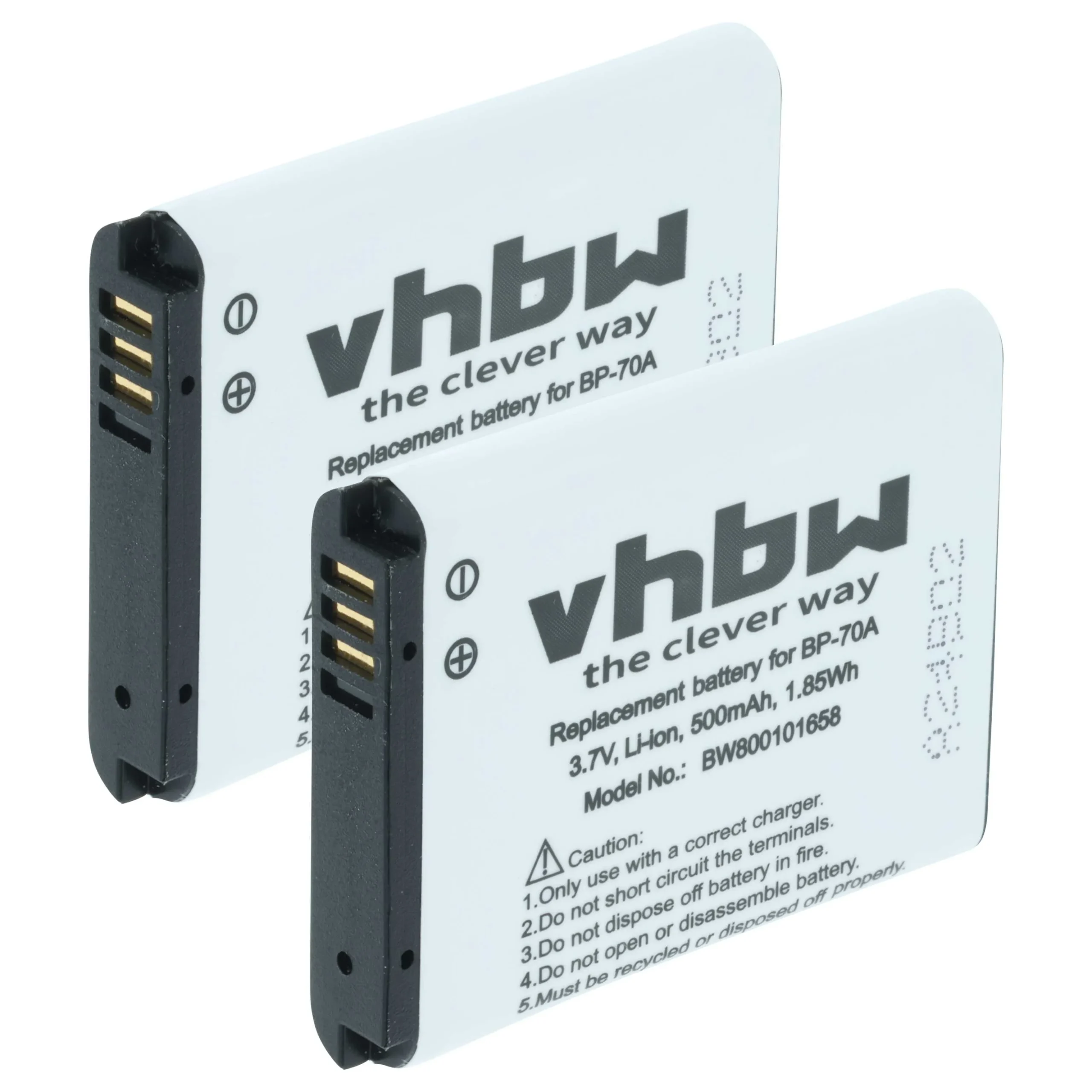 2x Batteries remplace Samsung EA-BP70A, SLB-70A, BP70a, BP-70a pour appareil photo Samsung- 500mAh 3,6V Li-ion