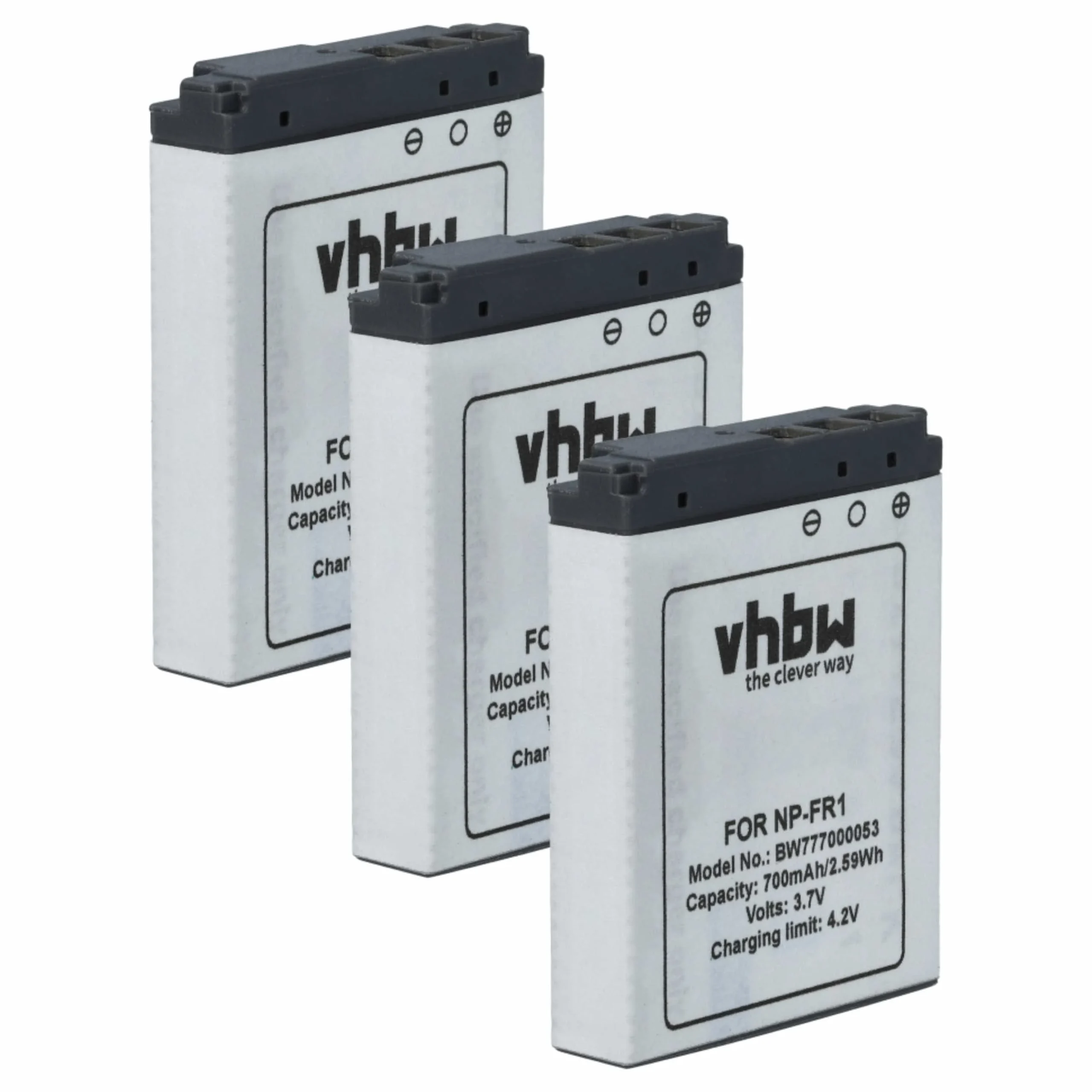 3x Batteries remplace Sony NP-FR1 pour appareil photo Sony- 700mAh 3,6V Li-ion