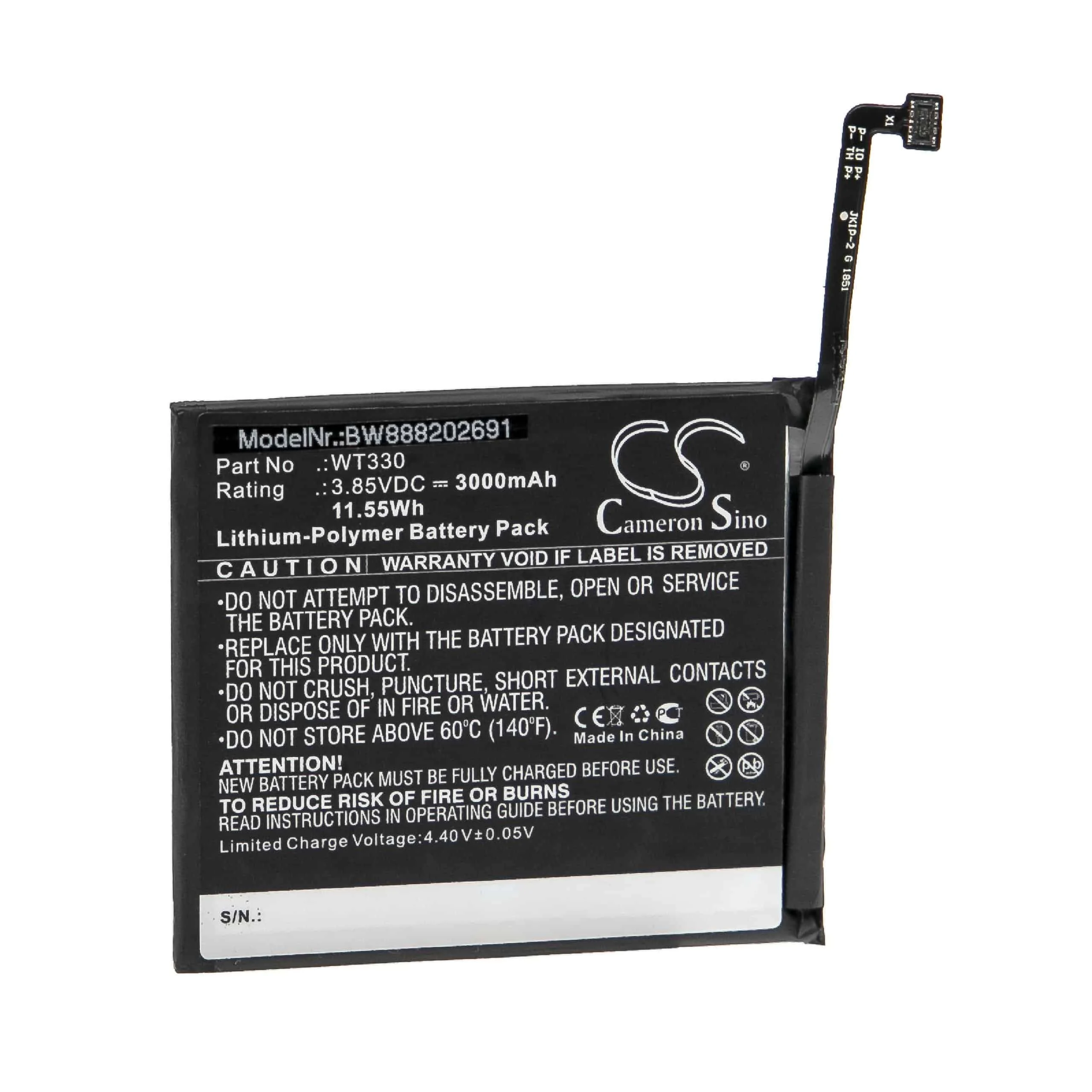 Batterie remplace Nokia WT330 téléphone portable Nokia - 3000mAh 3,85V Li-polymère