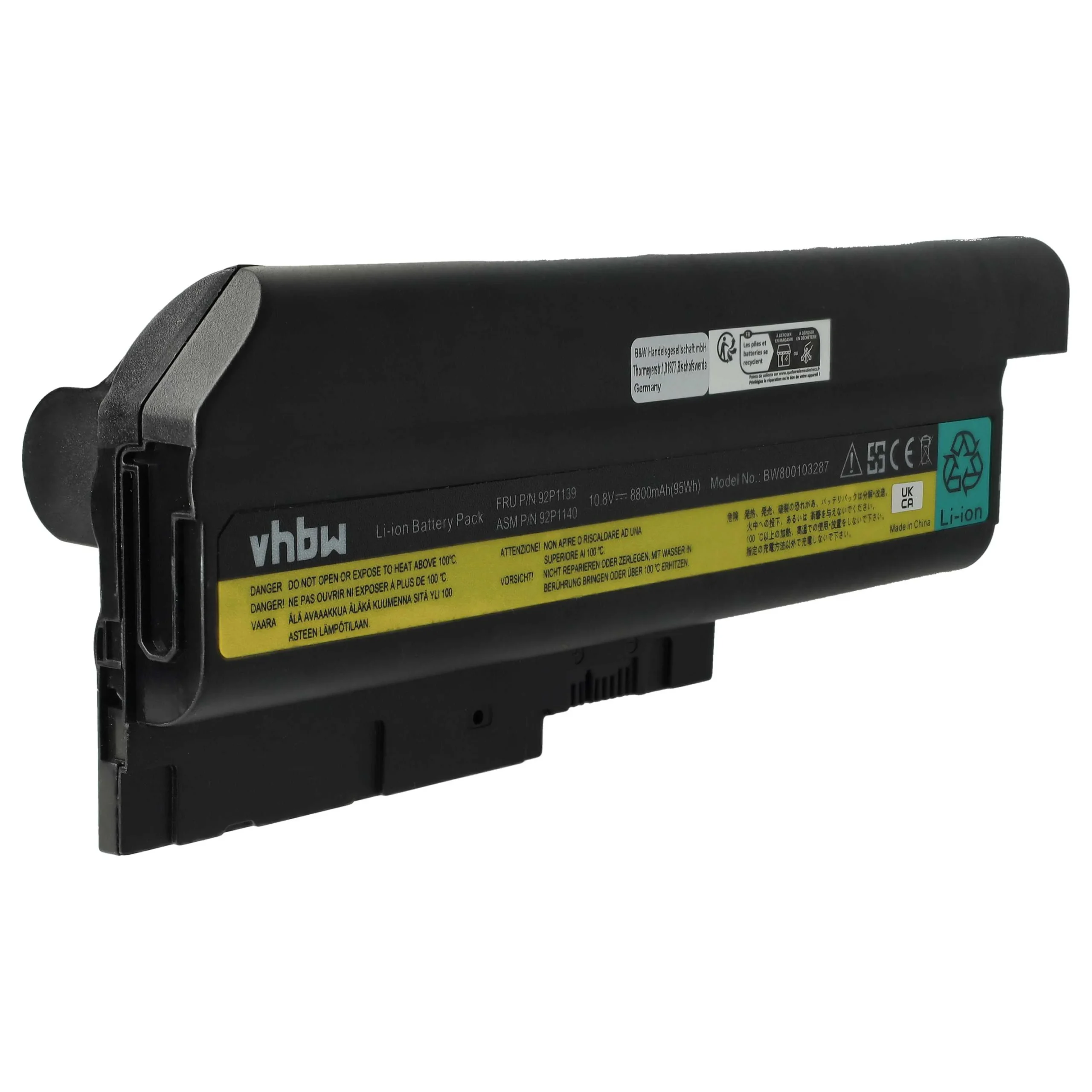 Batterie remplace IBM / Lenovo 40Y6795 pour ordinateur portable IBM Lenovo- 8800mAh 10,8V Li-ion, noir
