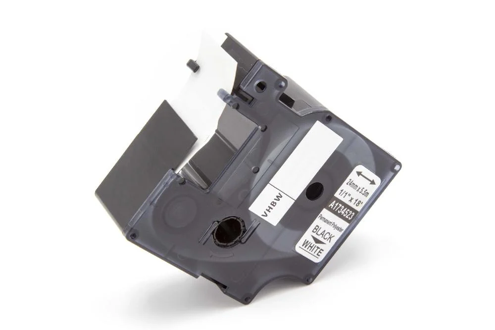 Cassette à ruban remplace Dymo 1734523 - 24mm lettrage Noir ruban Blanc, plastique, polyester