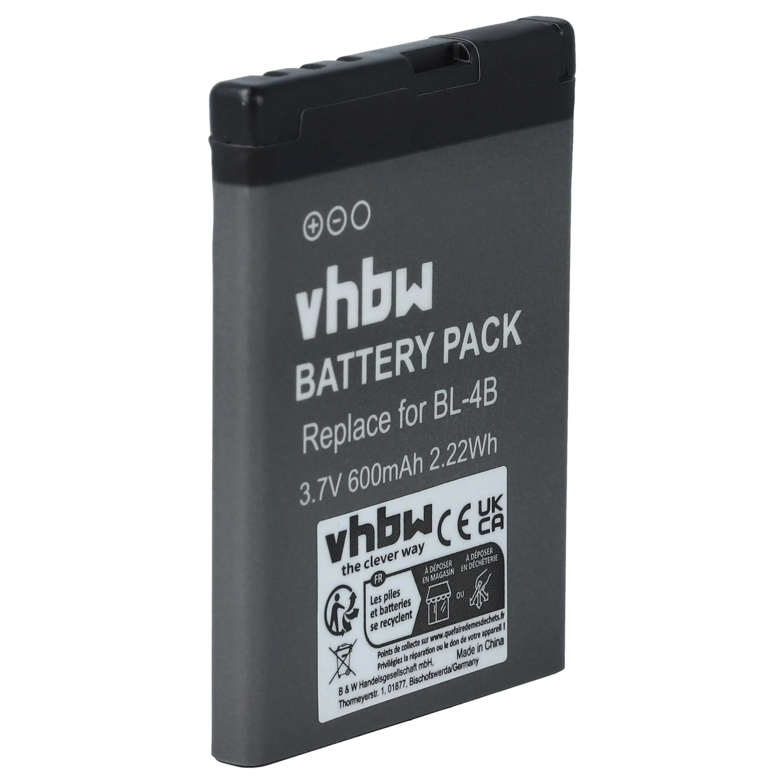 Batterie remplace Nokia BL-4BA, BL-4B téléphone portable Nokia - 600mAh 3,7V Li-ion