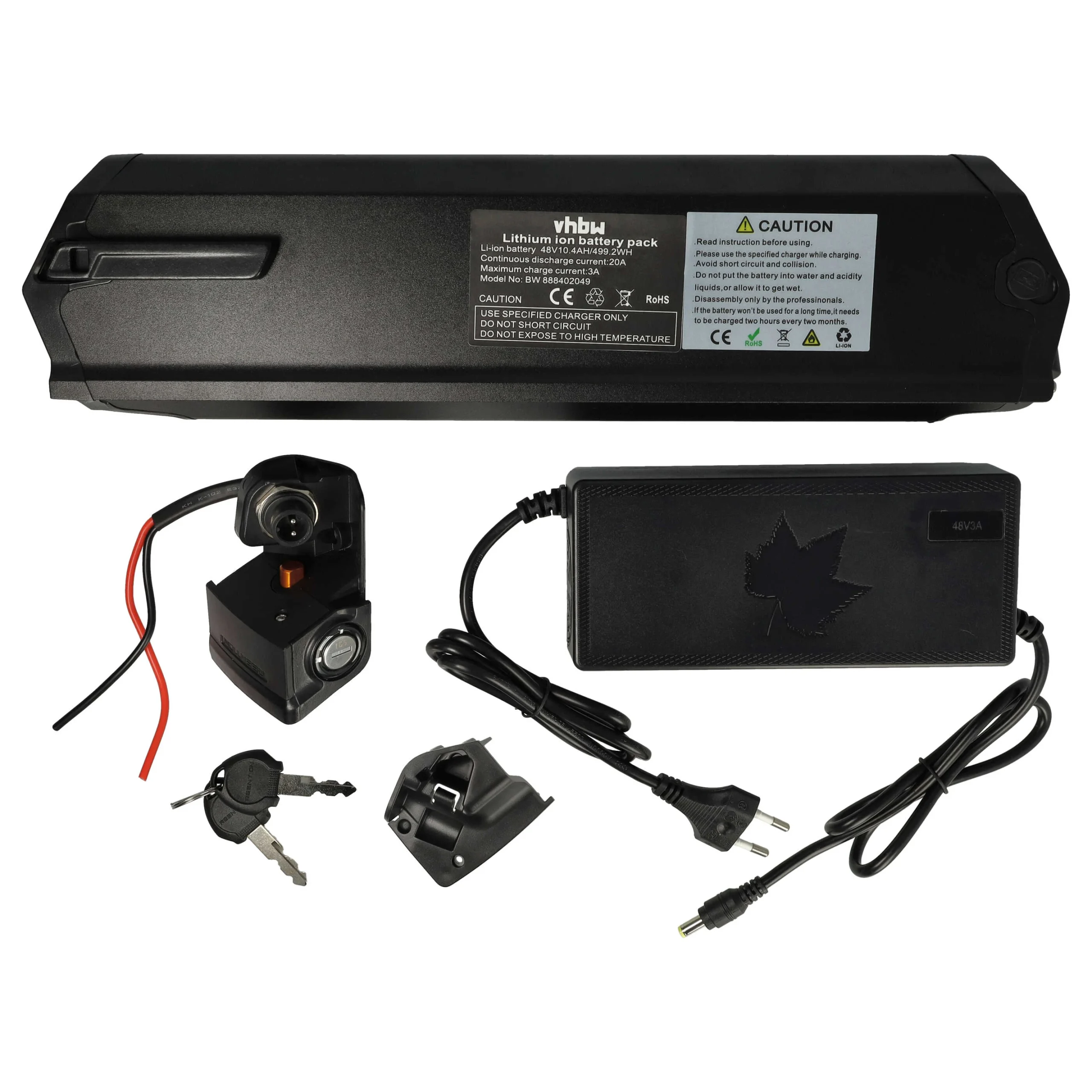 Batterie remplace DeHawk i5 pour E-Bike - 10,4Ah 48V Li-ion chargeur noir