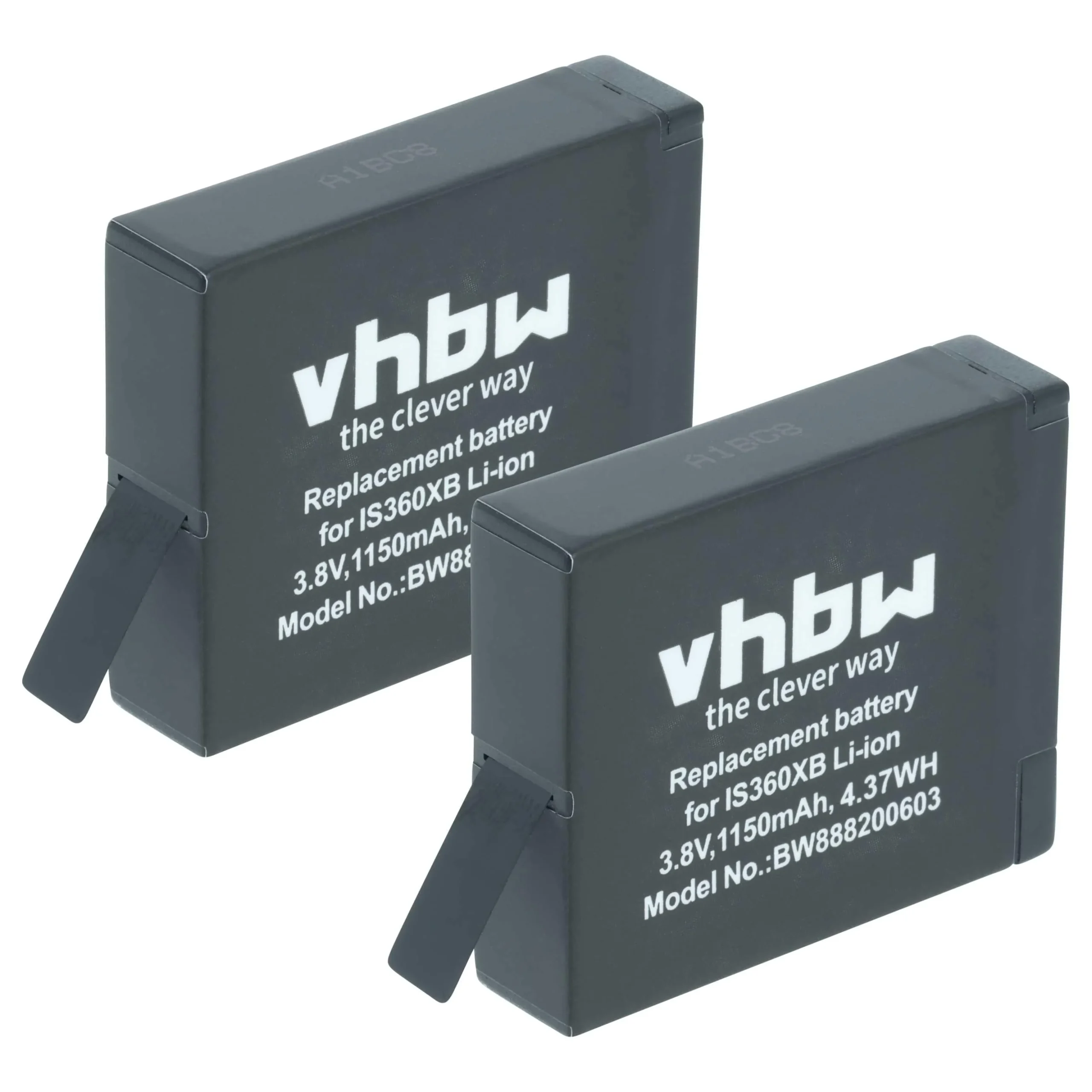 2x Batteries remplace Insta360 PL903135VT, PL903135VT-S01 pour appareil photo Insta360- 1150mAh 3,8V Li-ion