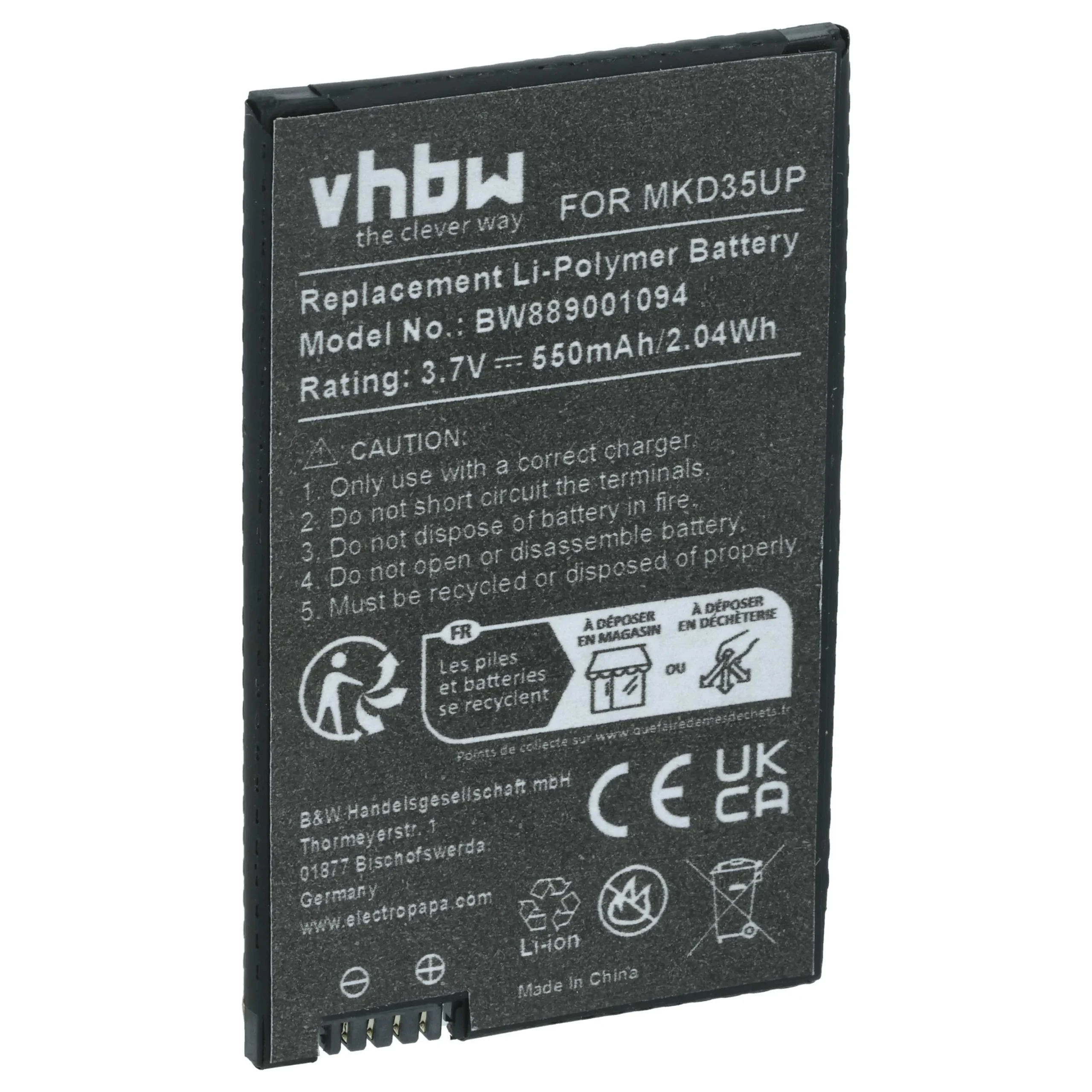 Batterie remplace BMW MKD35UP clés de voiture - 550mAh 3,7V Li-polymère