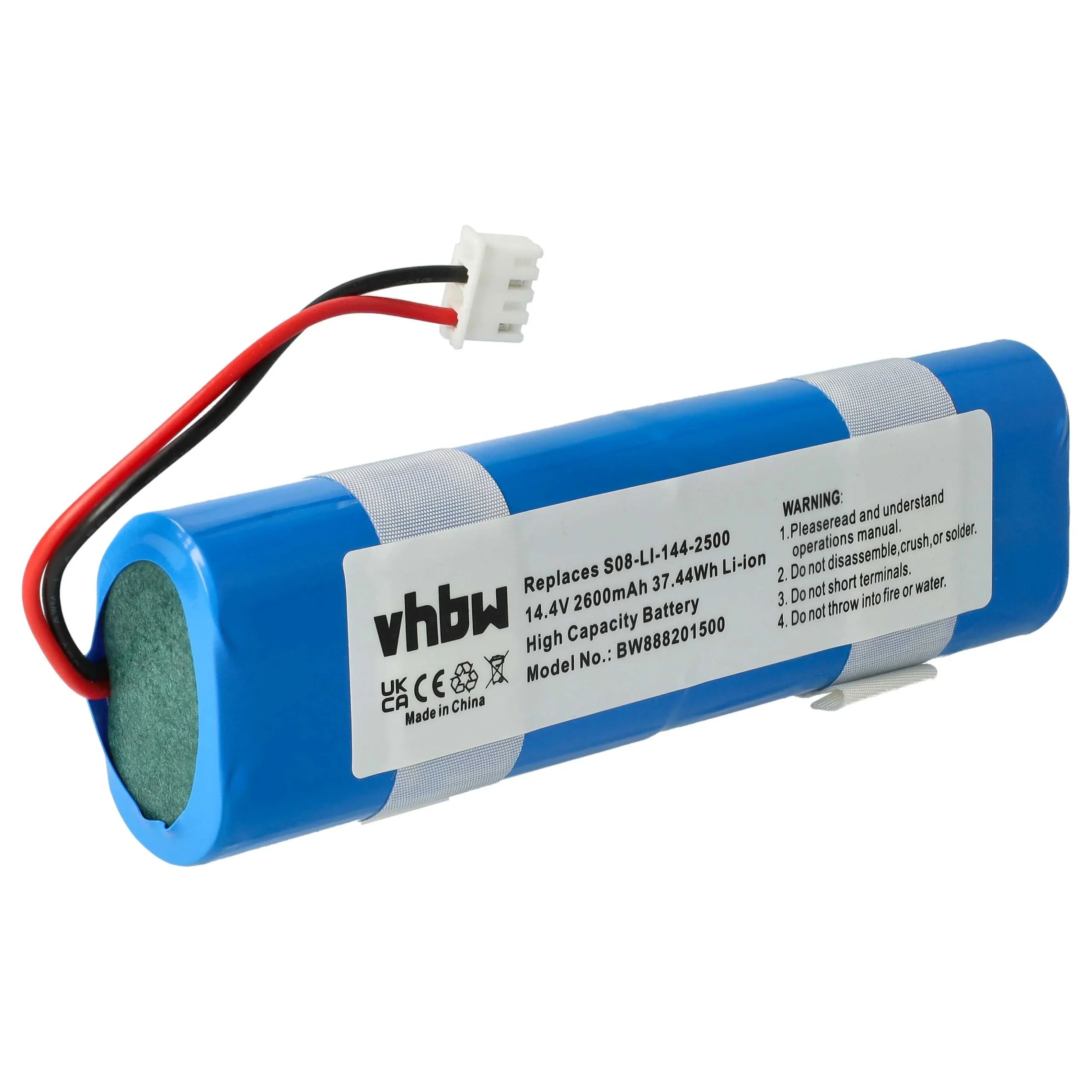 Batterie remplace Ecovacs S08-LI-144-2500 pour robot aspirateur Ecovacs - 2600mAh 14,4V Li-ion