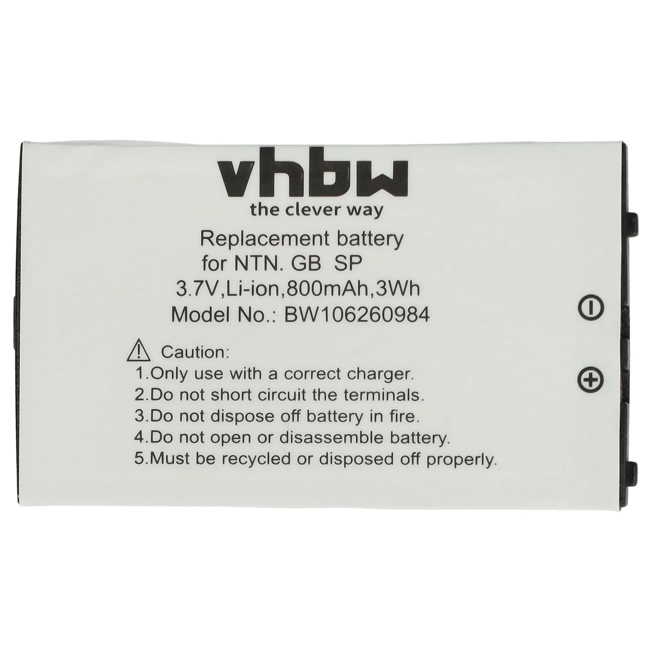 Batterie remplace Nintendo BT-M12, SAM-SPRBP, BAT-GBASP-1LI console de jeux - 800mAh 3,7V Li-ion
