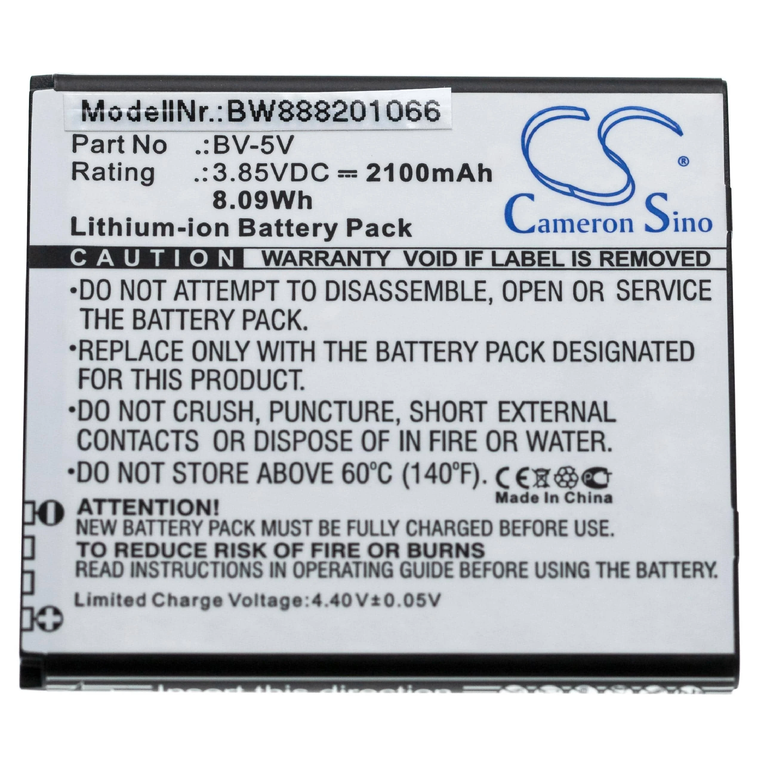 Batterie remplace Nokia BV-5V téléphone portable Nokia - 2100mAh 3,85V Li-ion