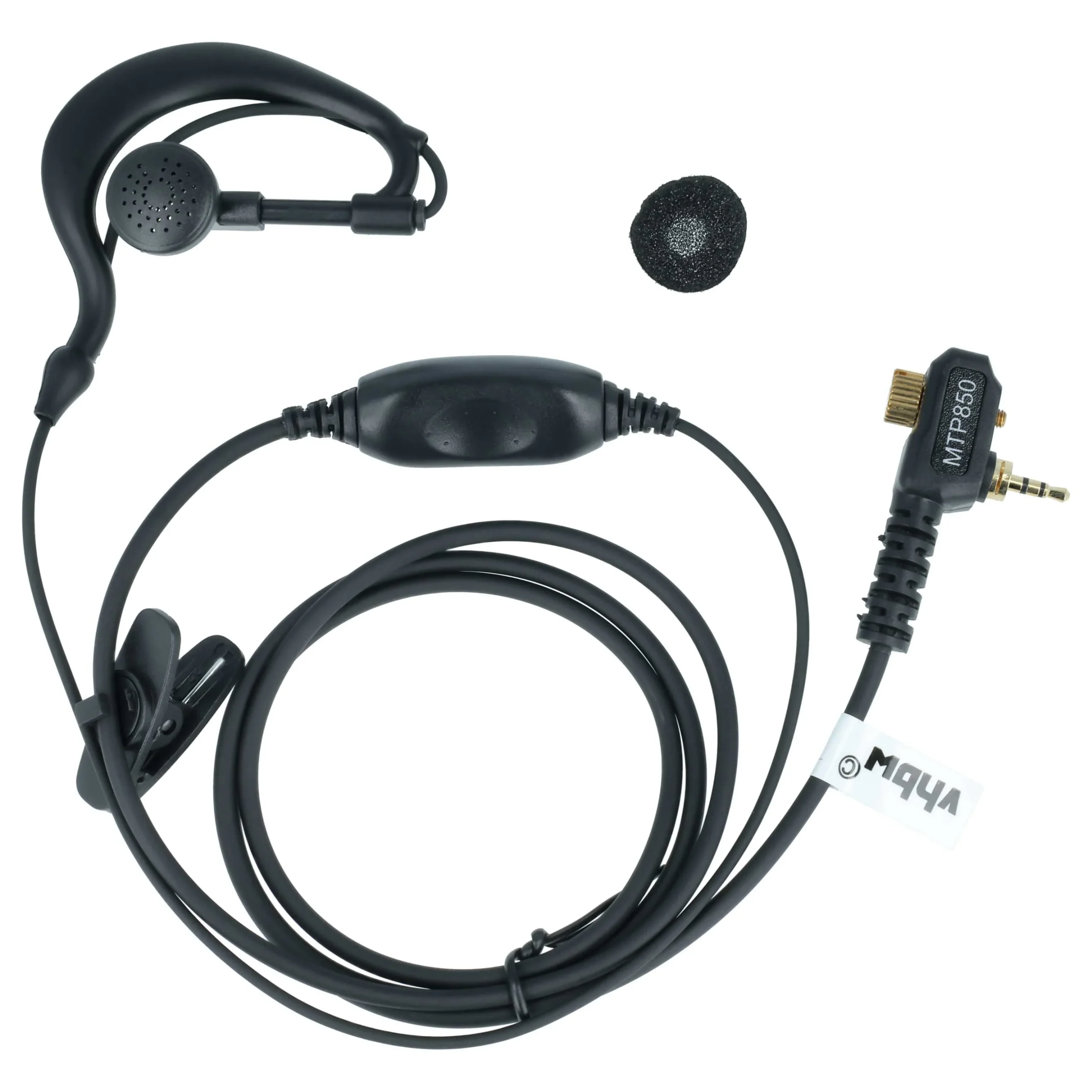 Oreillette de talkie-walkie remplacement pour Motorola FTN6583 - Avec touche de réponse + support clip, noir