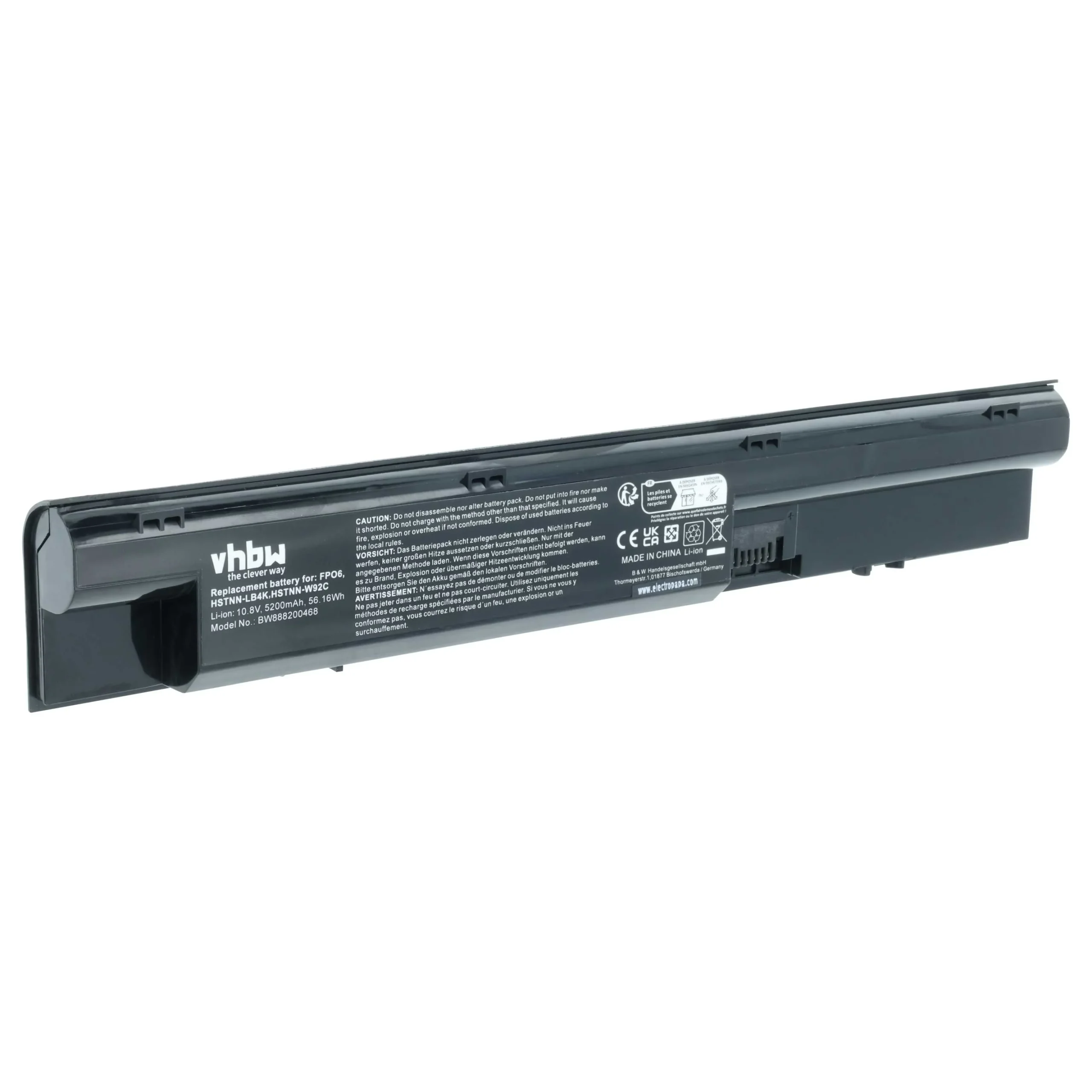Batterie remplace HP 707616-141, 3ICR19/65-3 pour ordinateur portable HP- 5200mAh 10,8V Li-polymère, noir