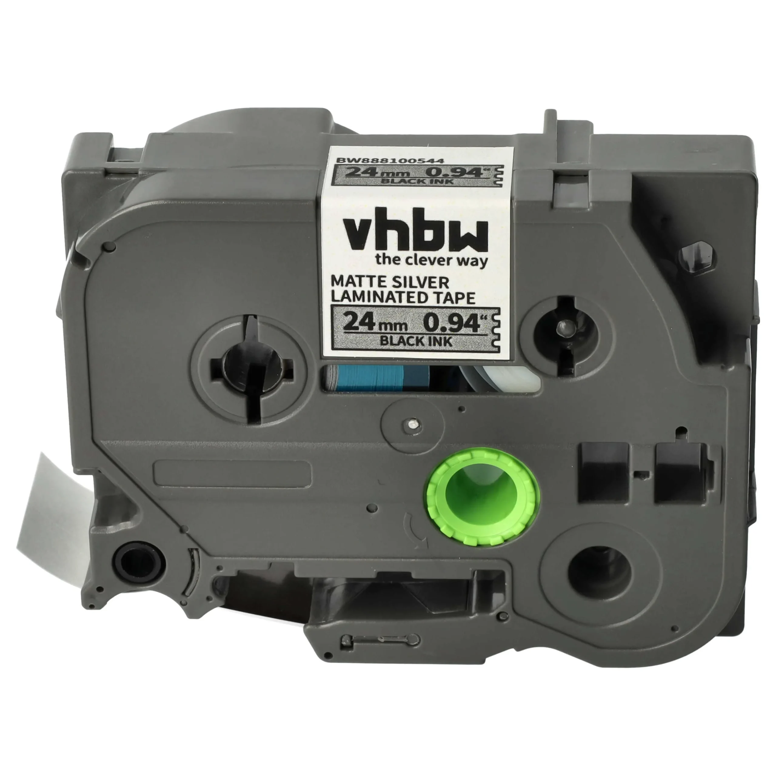 Cassette à ruban remplace Brother AHe-M951, HGEM951 - 24mm lettrage Noir ruban Argent mat, plastique