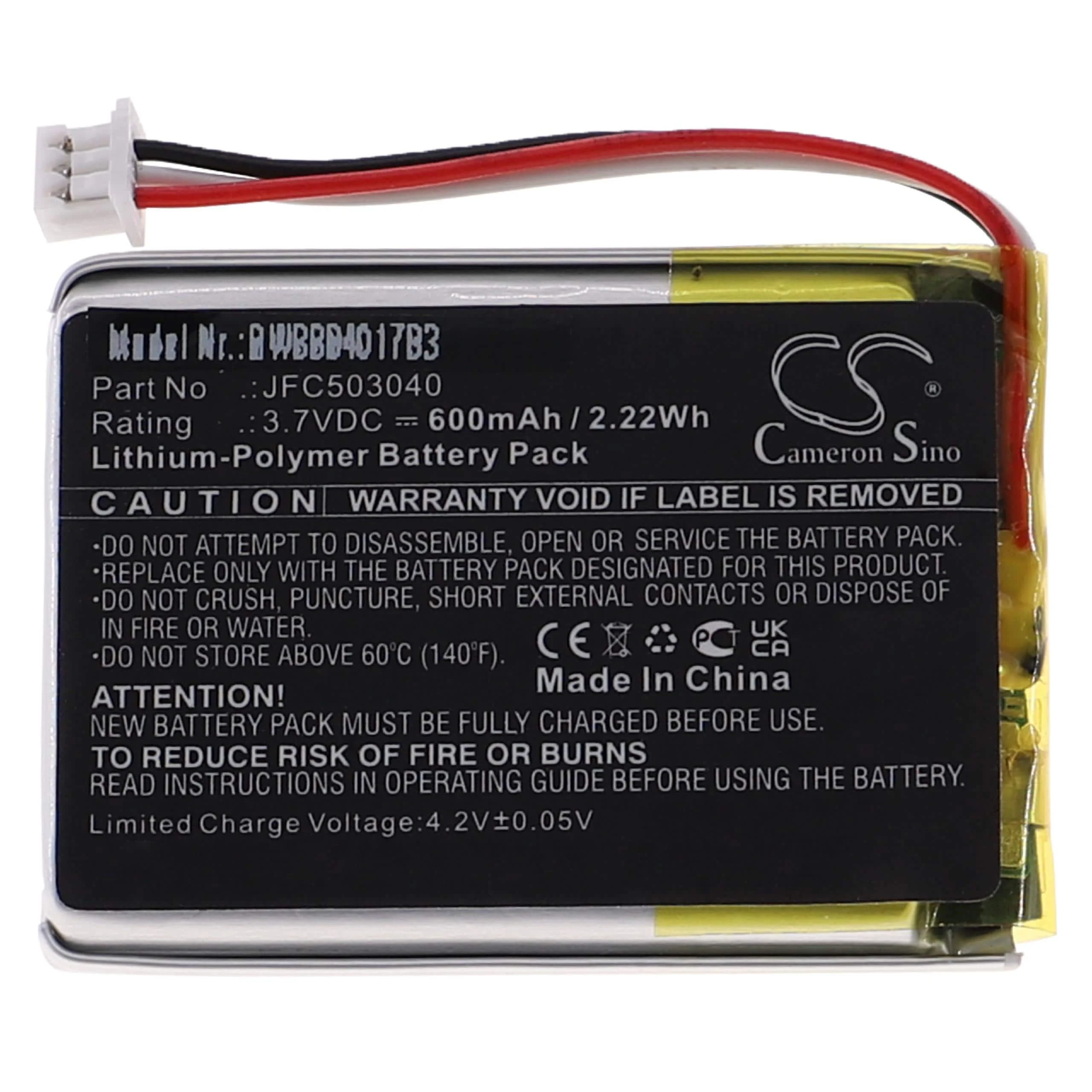Batterie remplace Viper JFC503040 pour télécommande Clifford- 600mAh 3,7V Li-polymère