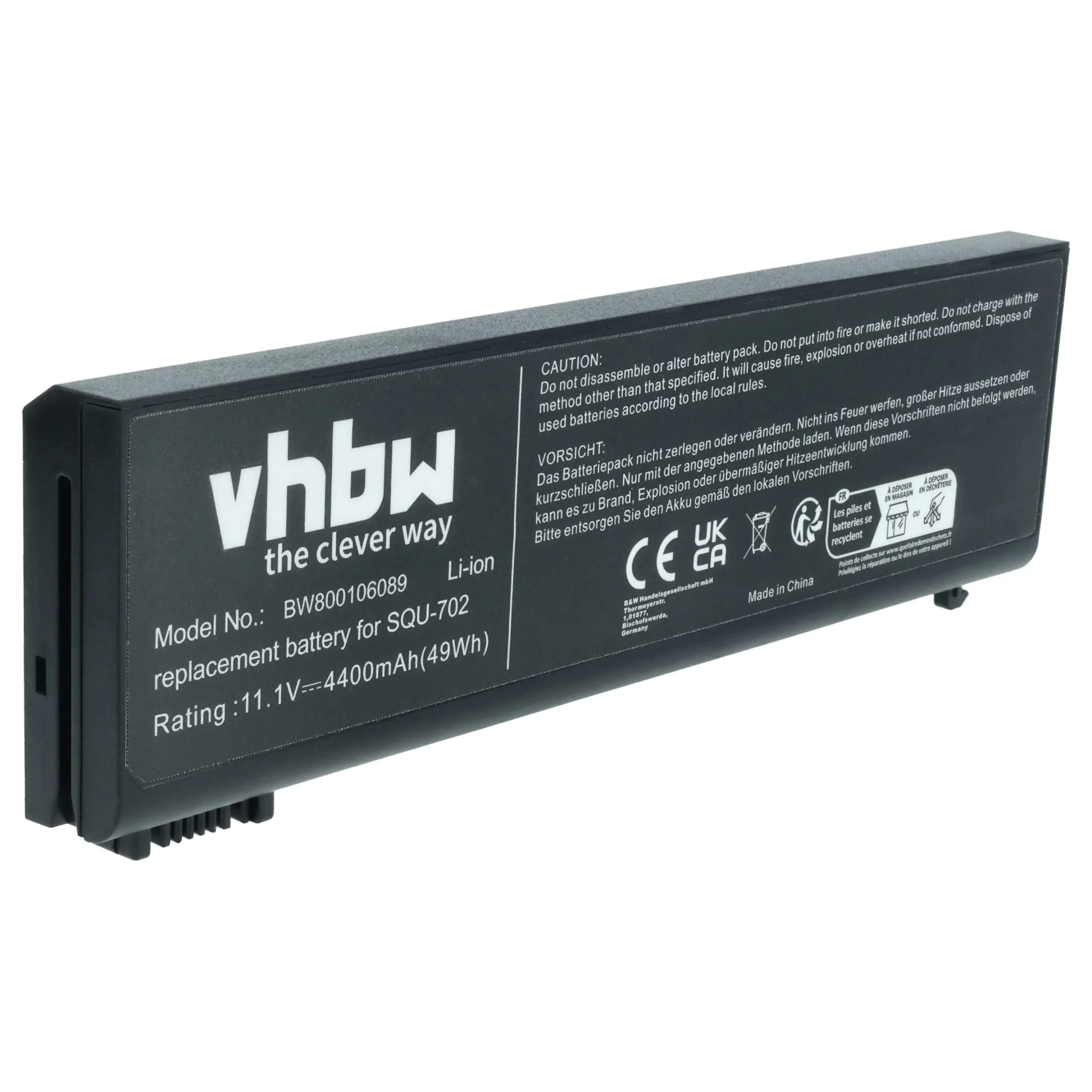 Batterie remplace 4UR18650F-QC-PL1A pour ordinateur portable LG- 4400mAh 11,1V Li-ion, noir