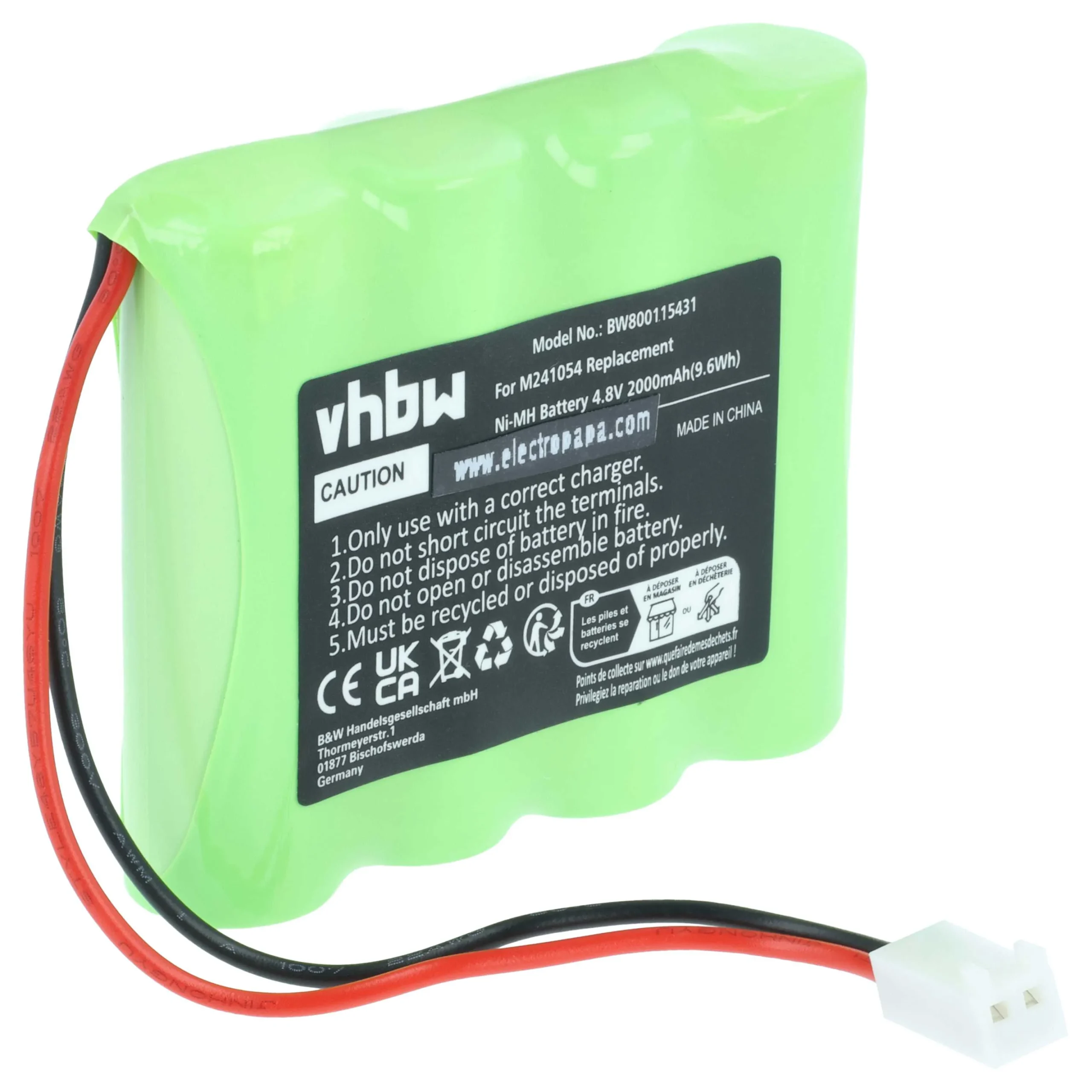 Batterie remplace Teleradio M241054 - 2000mAh 4,8V NiMH