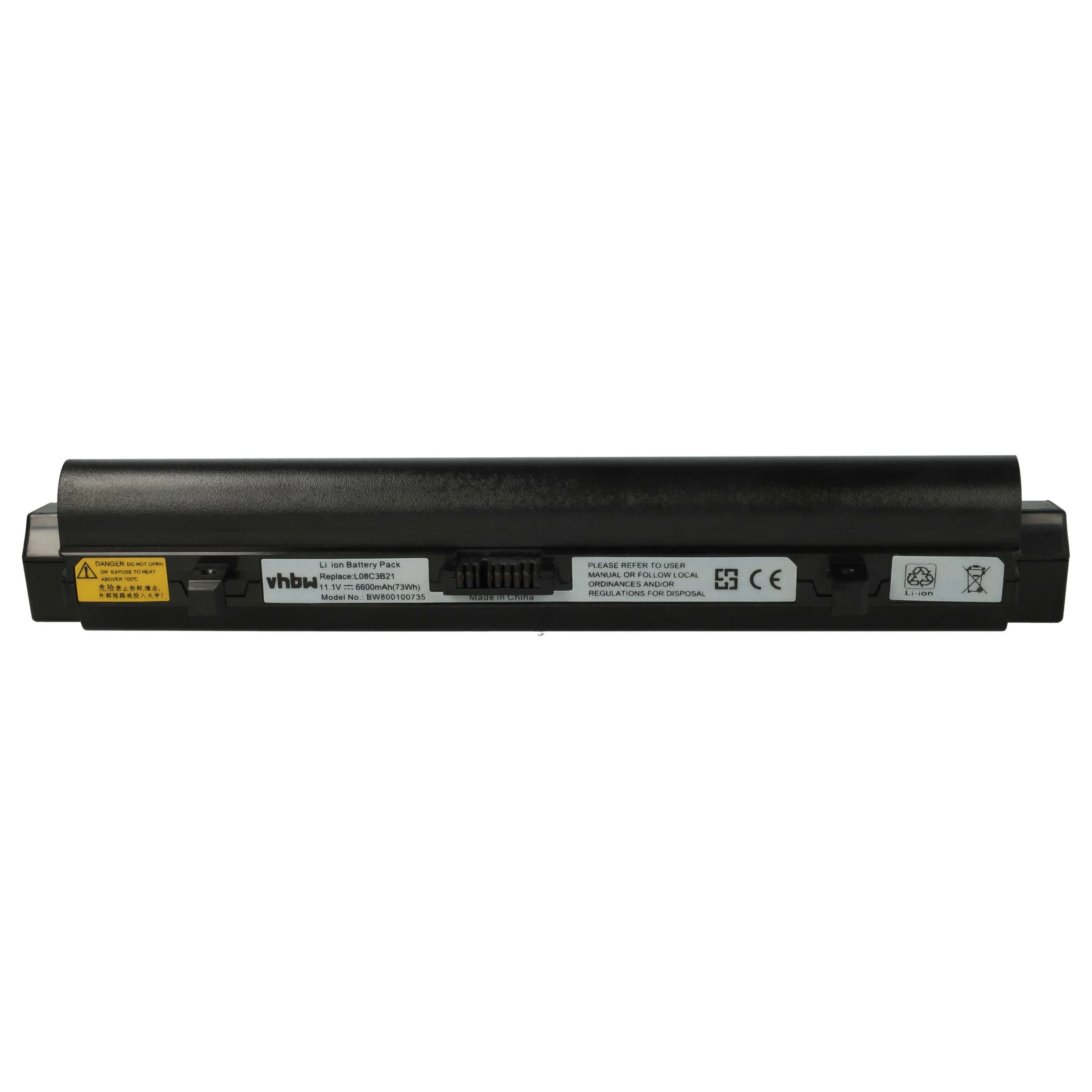 Batterie remplace Lenovo L08C3B21 pour ordinateur portable Lenovo- 6600mAh 11,1V Li-ion, noir
