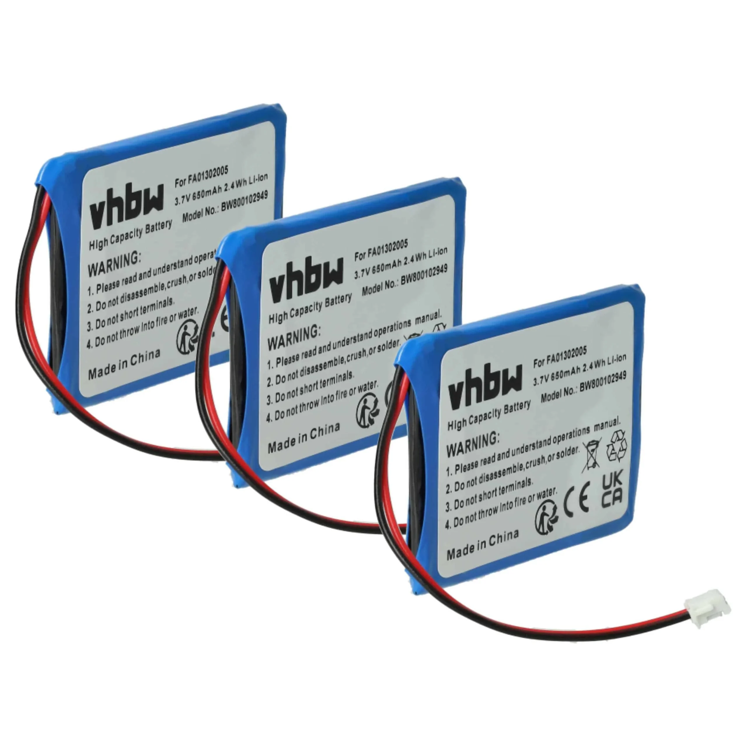 3x Batteries remplace Aastra BKB 201 010/1, FA01302005 pour téléphone Ericsson - 650mAh 3,7V Li-ion