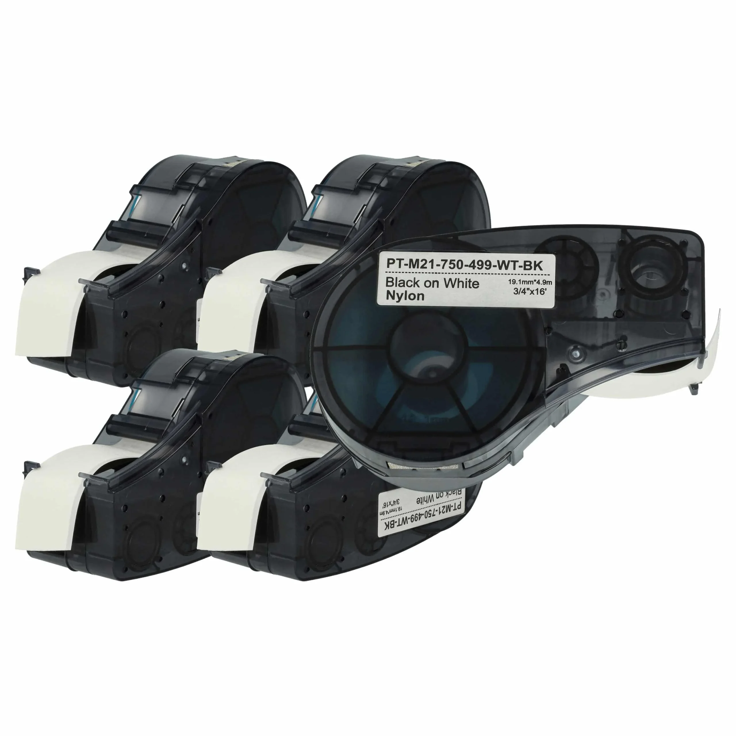 5x Cassettes à ruban remplacent Brady BM21-750-499 - 19,05mm lettrage Noir ruban Blanc, nylon