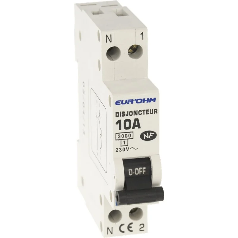 EUROHM Disjoncteur 10A Ph+N courbe C 3kA 230V, 20010 - Promos