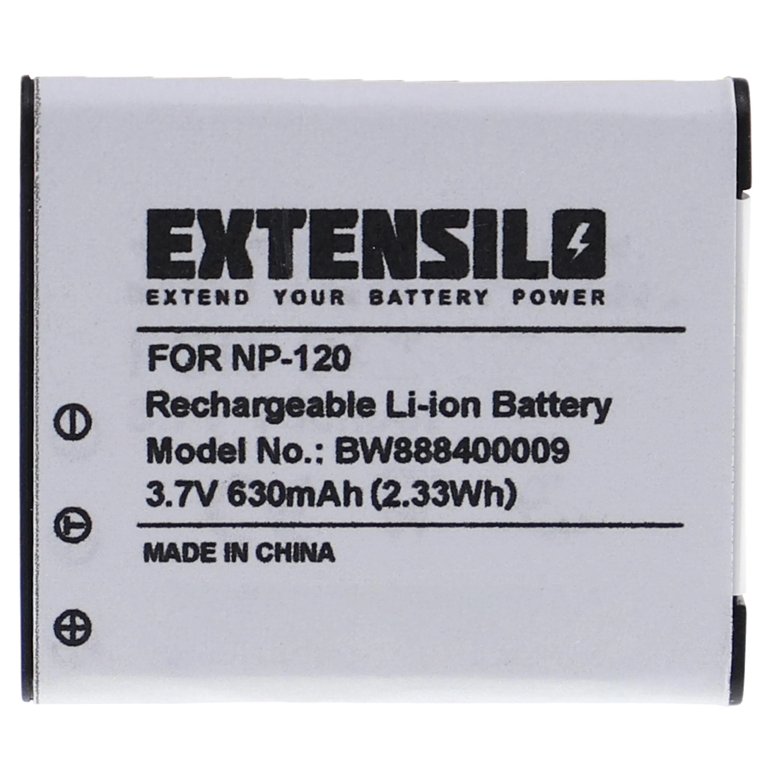 Batterie remplace Casio NP-120DBA, NP-120 pour appareil photo Casio- 630mAh 3,7V Li-ion