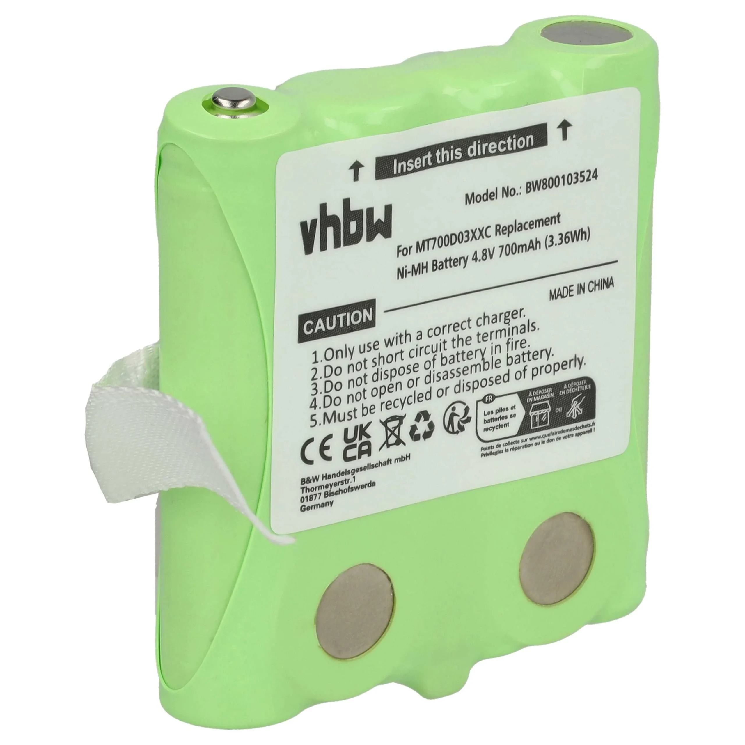 Batterie remplace MT700D03XXC pour radio talkie-walkie Simvalley- 700mAh 4,8V NiMH