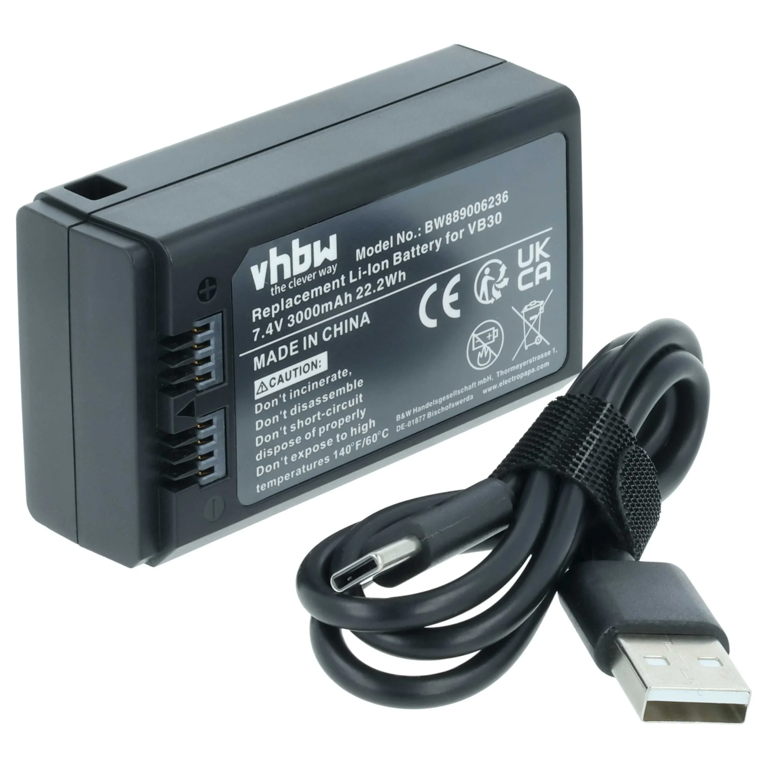 Batterie remplace Godox VB30 pour flash photo Godox - 3000mAh 7,4V Li-ion