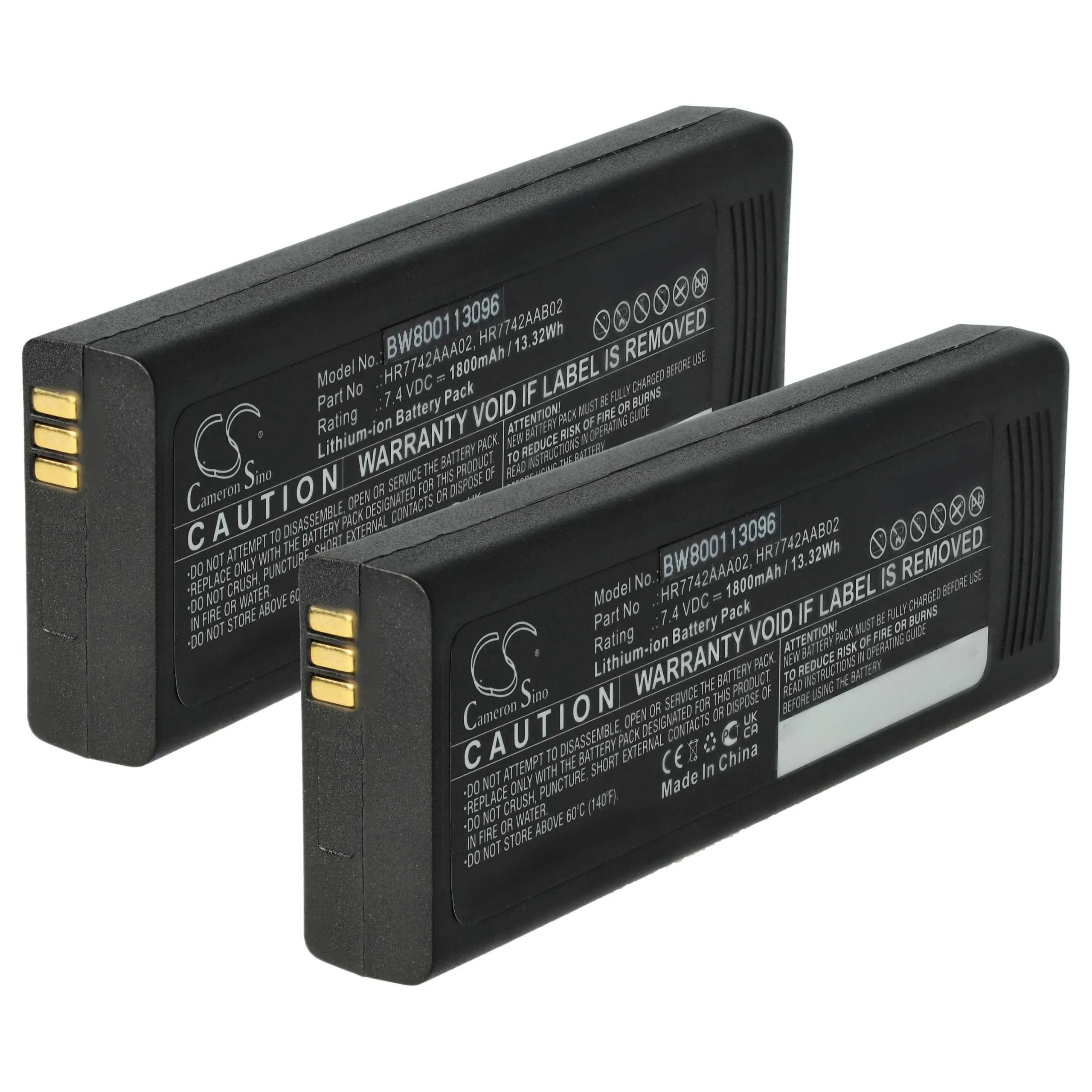 2x Batteries remplace EADS HR7742AAA02, HR7742AAB02 pour radio talkie-walkie Cassidian- 1800mAh 7,4V Li-ion