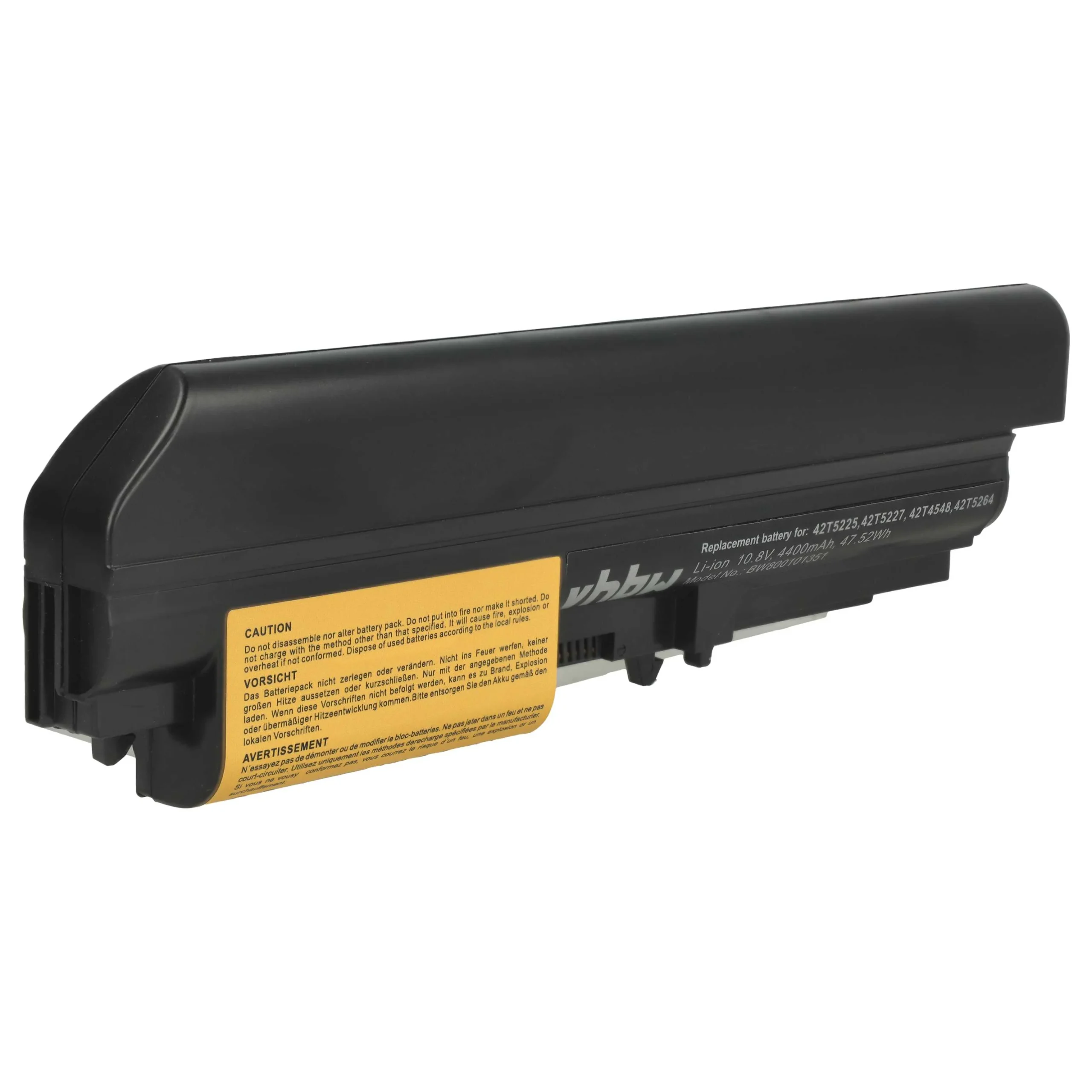 Batterie remplace IBM 42T4653, 42T4677 pour ordinateur portable IBM Lenovo- 4400mAh 10,8V Li-ion, noir
