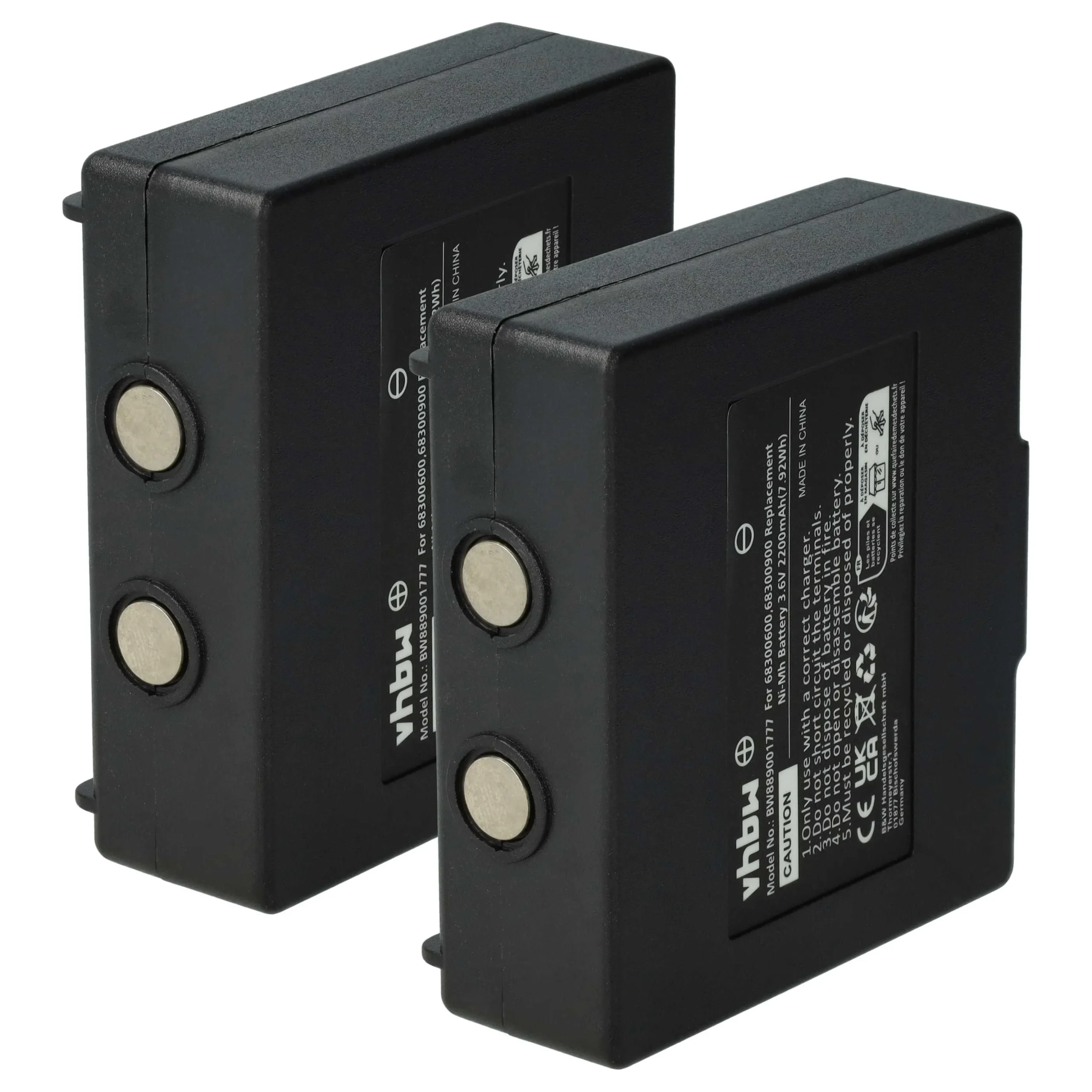 Batterie (2 pièces) remplace Abitron KH68300990, EX2-22 - 2200mAh 3,6V NiMH