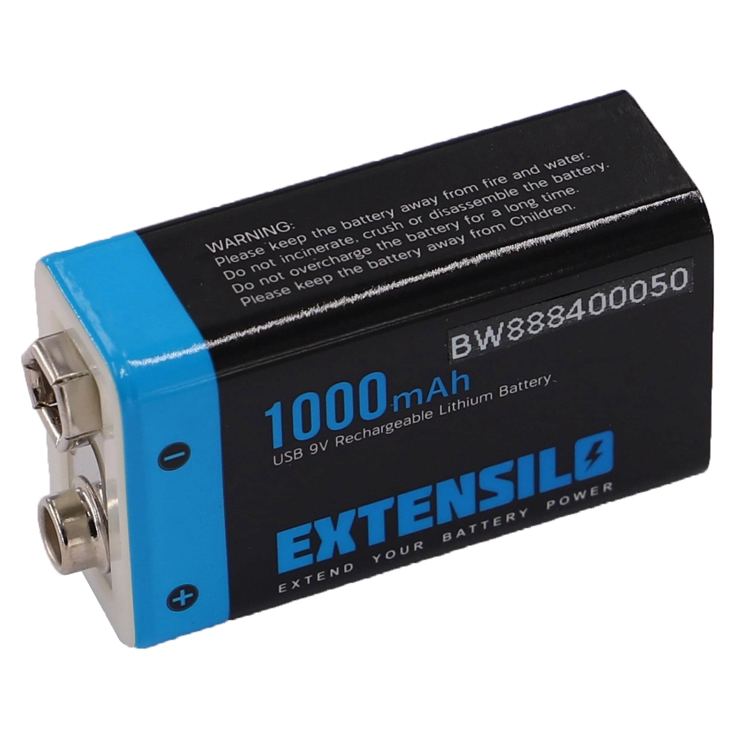 Pile bloc 9V remplace Daitem BATV13 pour alarmes et divers appareils - 1Ah 9V Li-polymère + port micro-USB