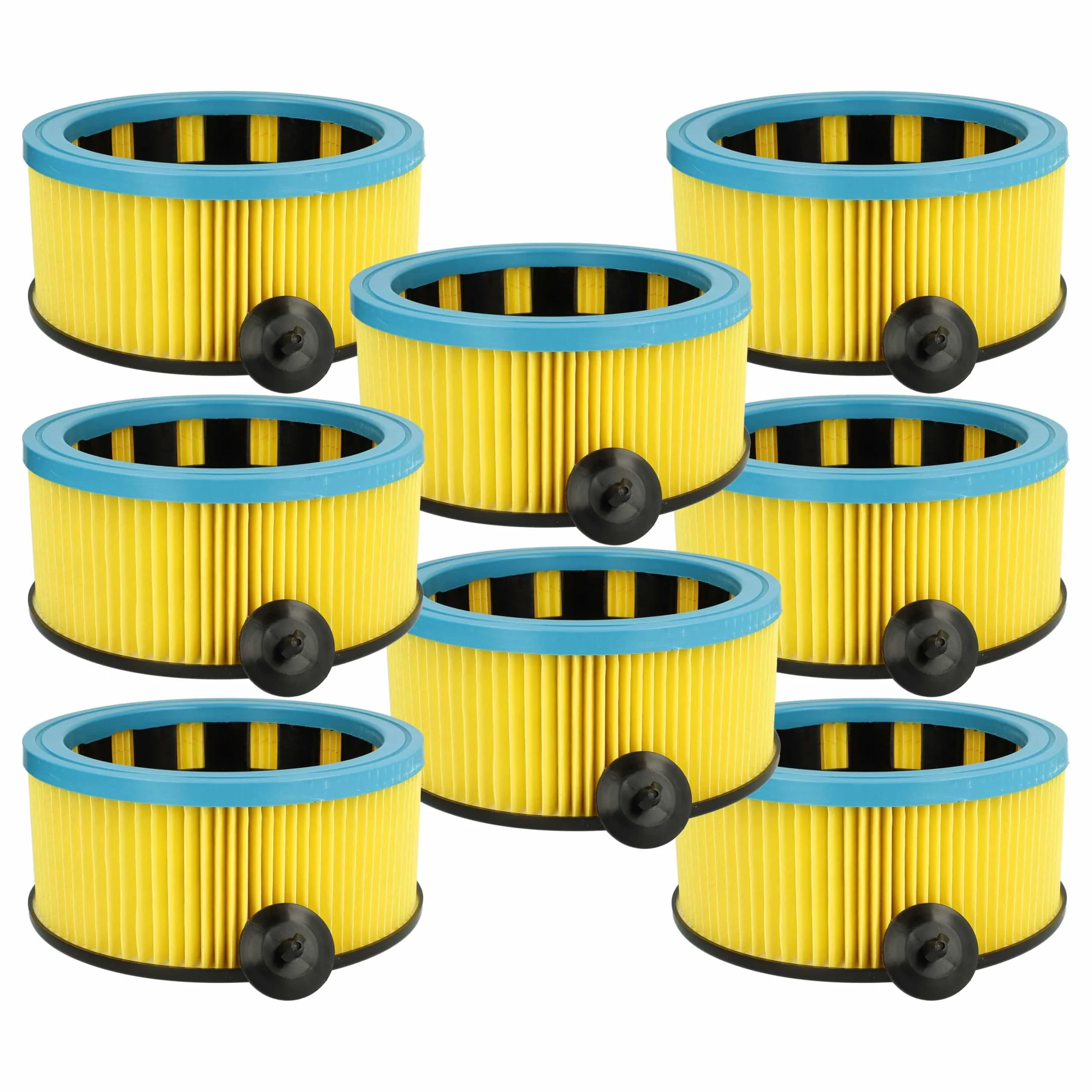 8x Filtre remplace Metabo 631753000 pour aspirateur Hitachi - filtre plissé M, noir / bleu / jaune