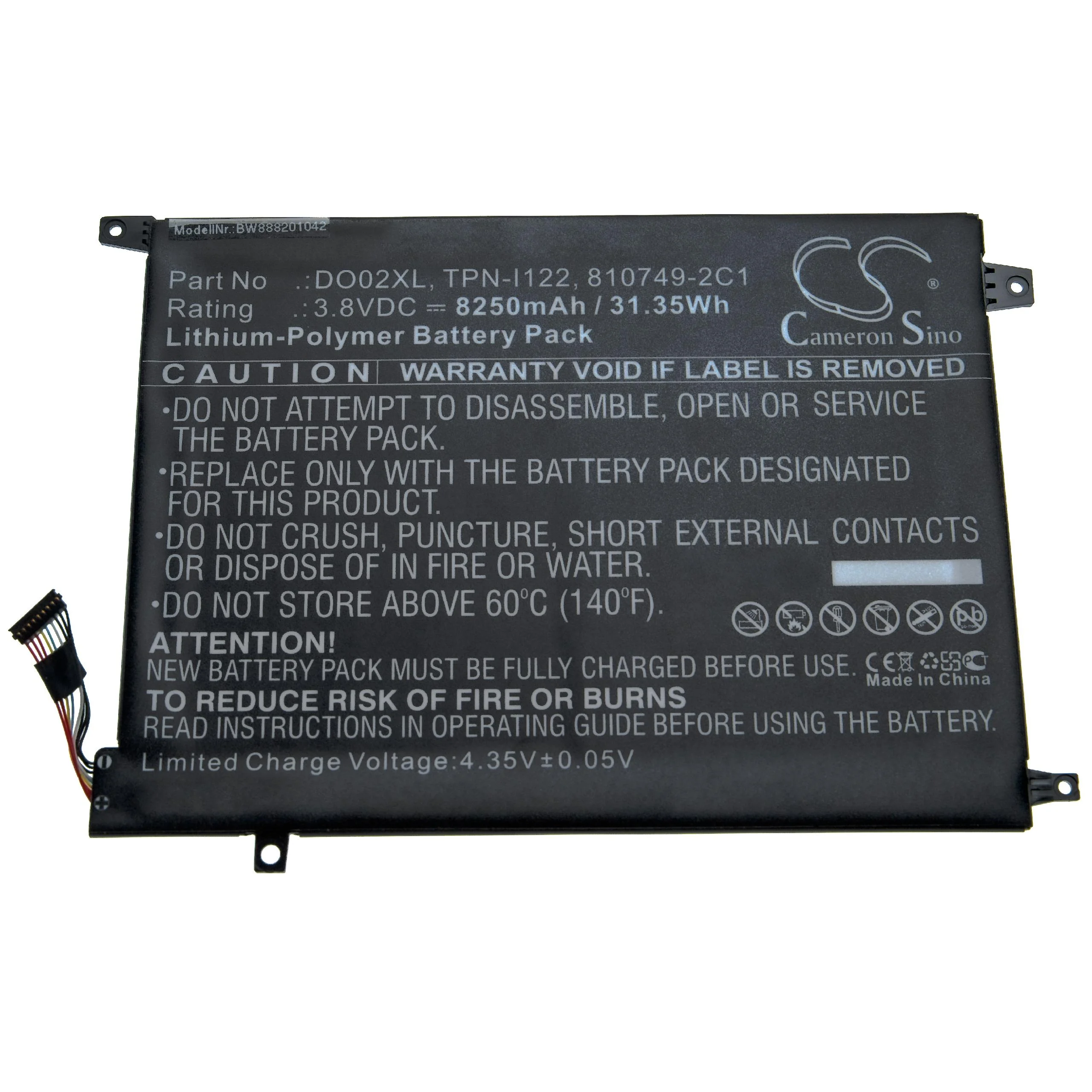 Batterie remplace HP 810749-421, 810749-2C1 pour ordinateur portable HP- 8250mAh 3,8V Li-polymère, noir