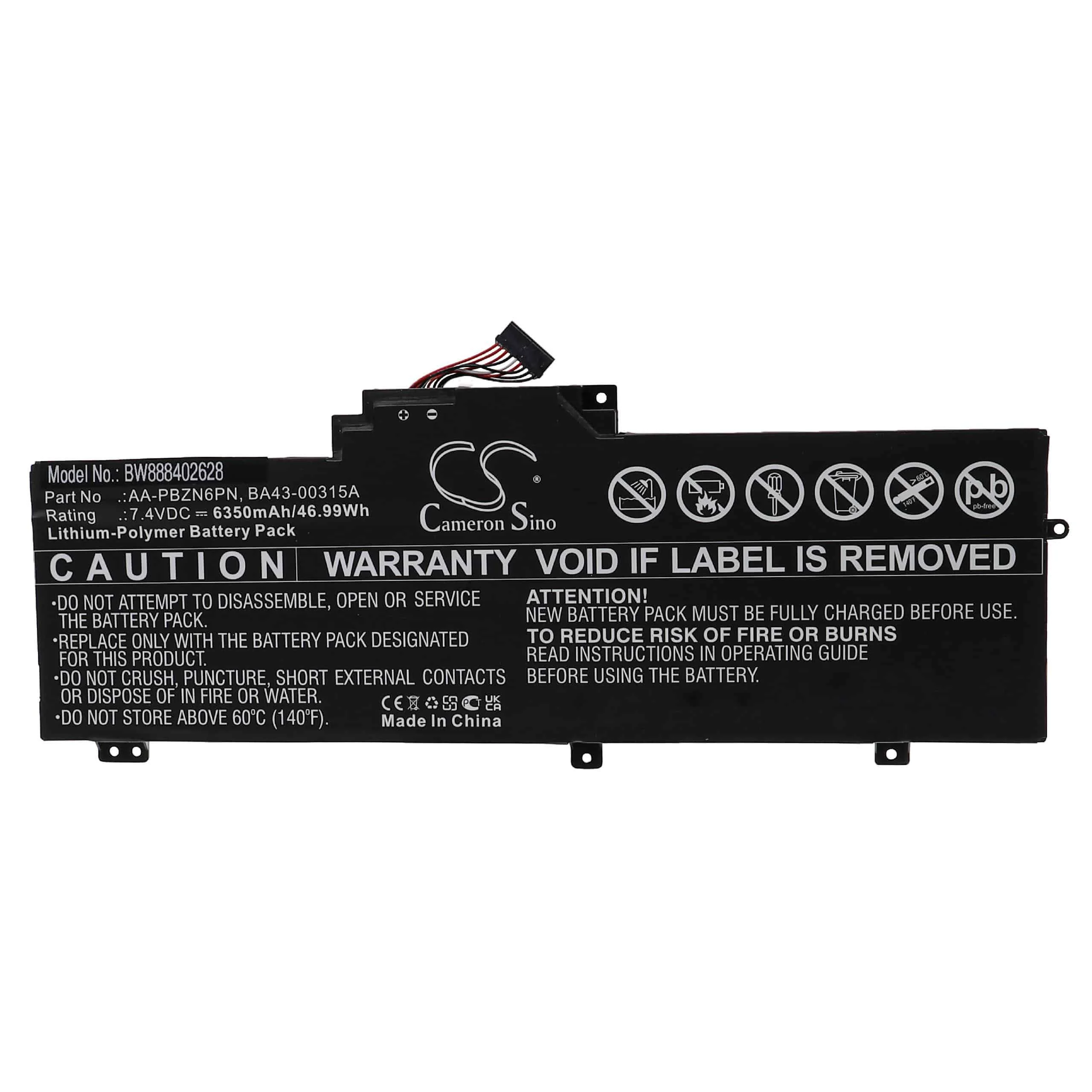Batterie remplace Samsung BA43-00315A, AA-PBZN6PN pour ordinateur portable Samsung- 6350mAh 7,4V Li-polymère