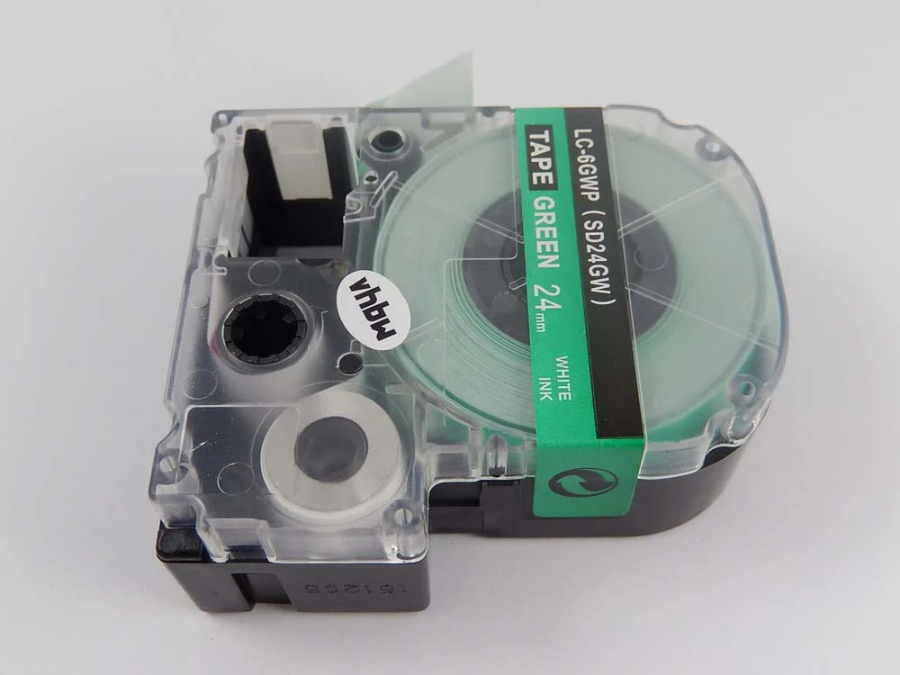Cassette à ruban remplace Epson LC-6GWP - 24mm lettrage Blanc ruban Vert, plastique