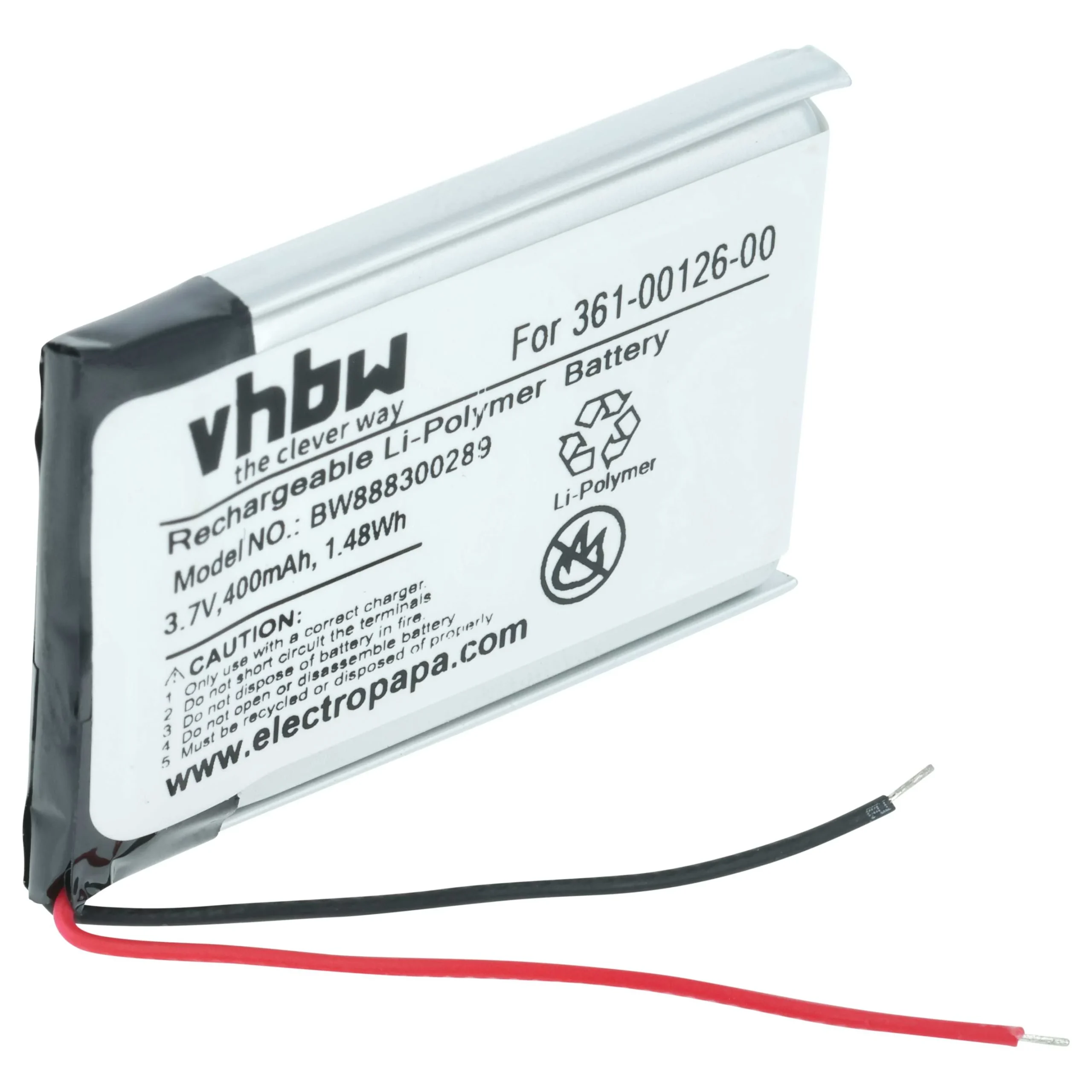 Batterie remplace Garmin 361-00126-00 montre connectée - 400mAh 3,7V Li-polymère