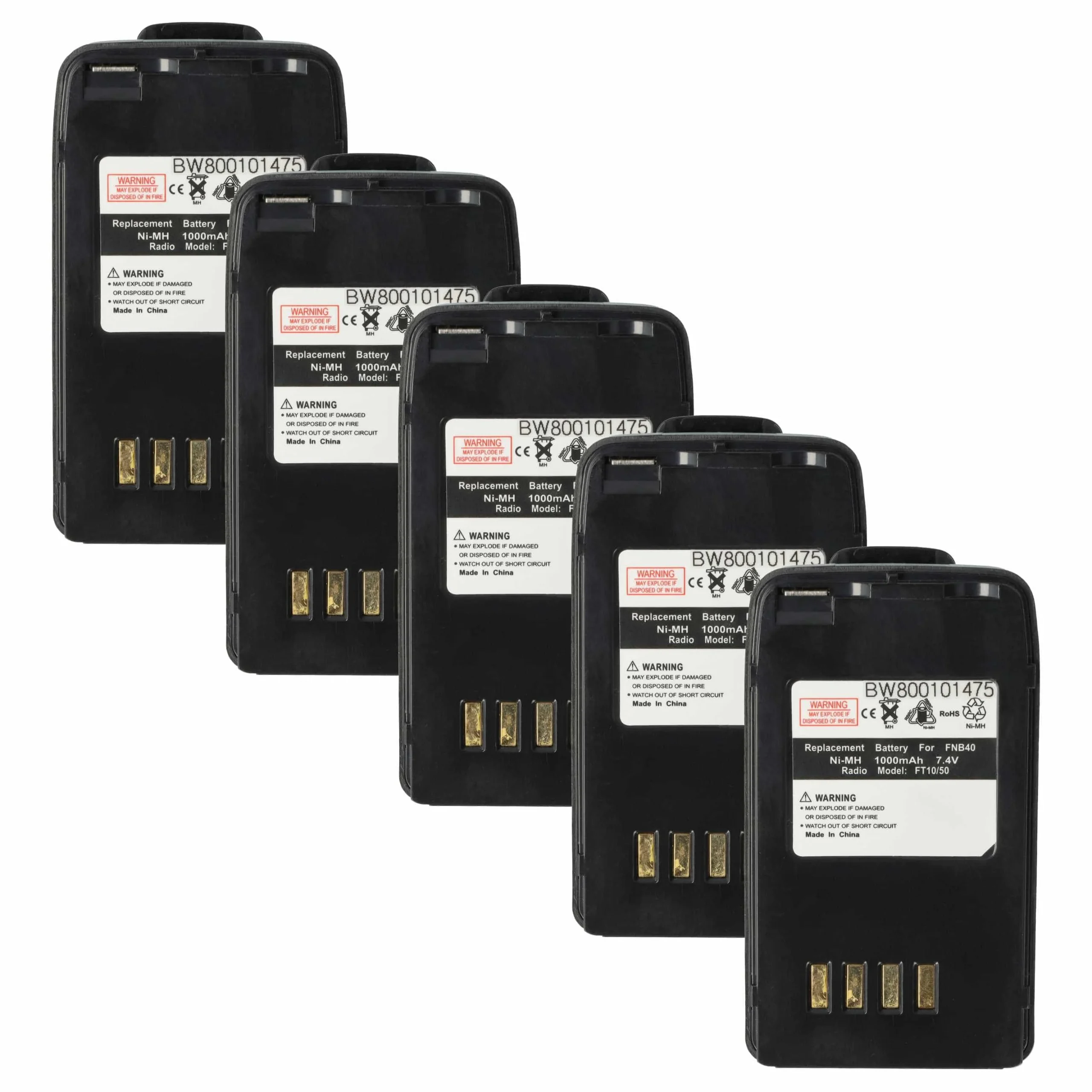 5x Batteries remplace FNB-41, FNB-40 pour radio talkie-walkie Yaesu Vertex- 1000mAh 7,4V NiMH