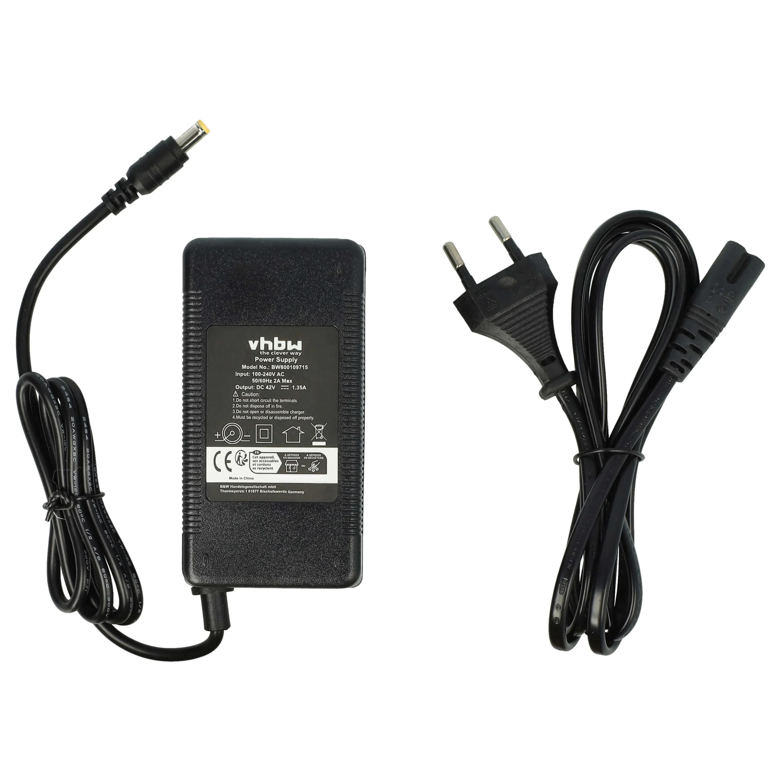 Chargeur remplace HP1202L3, ACK4201, C060L1001 pour batterie e-bike - batterie 36V prise, ronde, 1,35 A