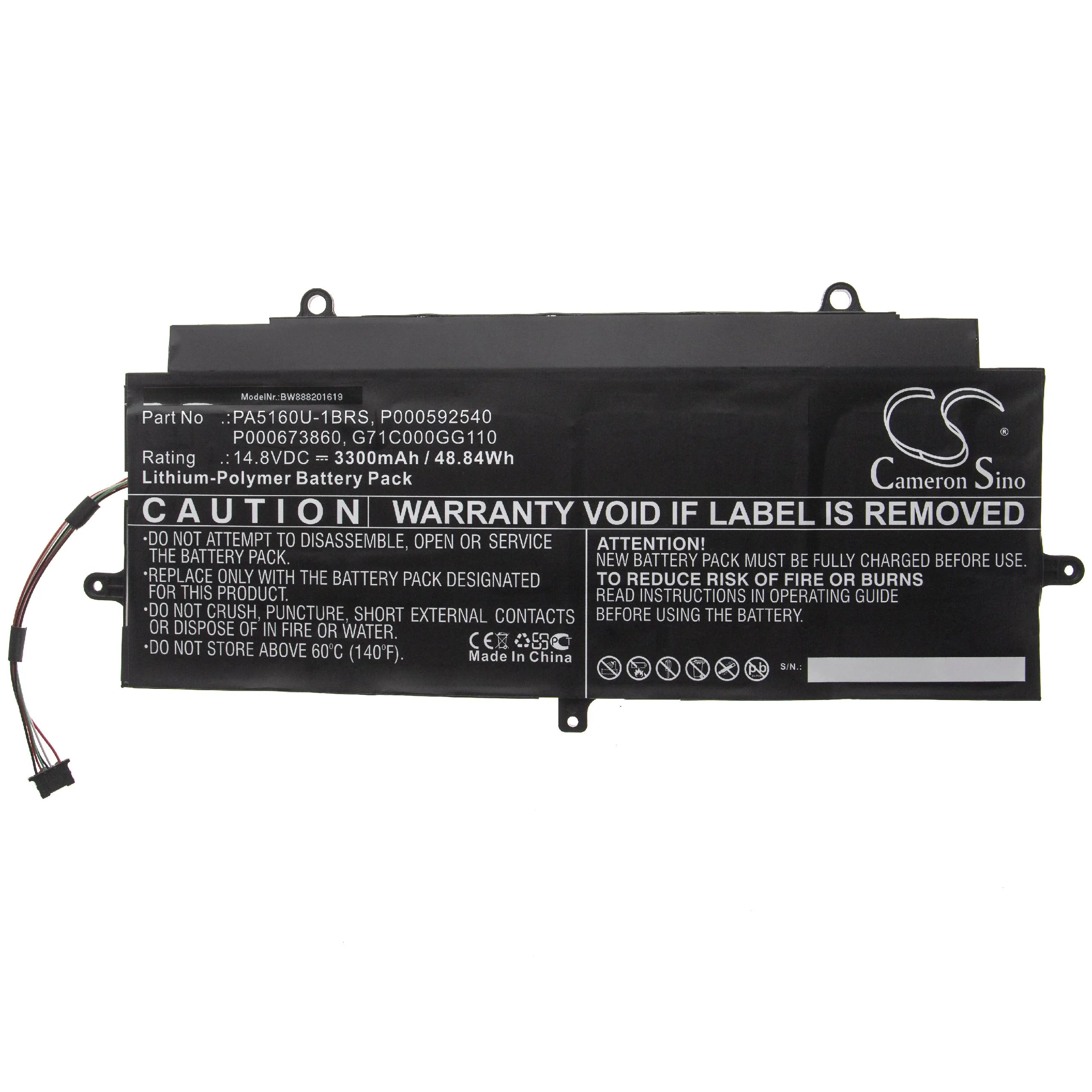 Batterie remplace Toshiba P000592540, G71C000GG110 pour ordinateur portable Toshiba- 3300mAh 14,8V Li-polymère