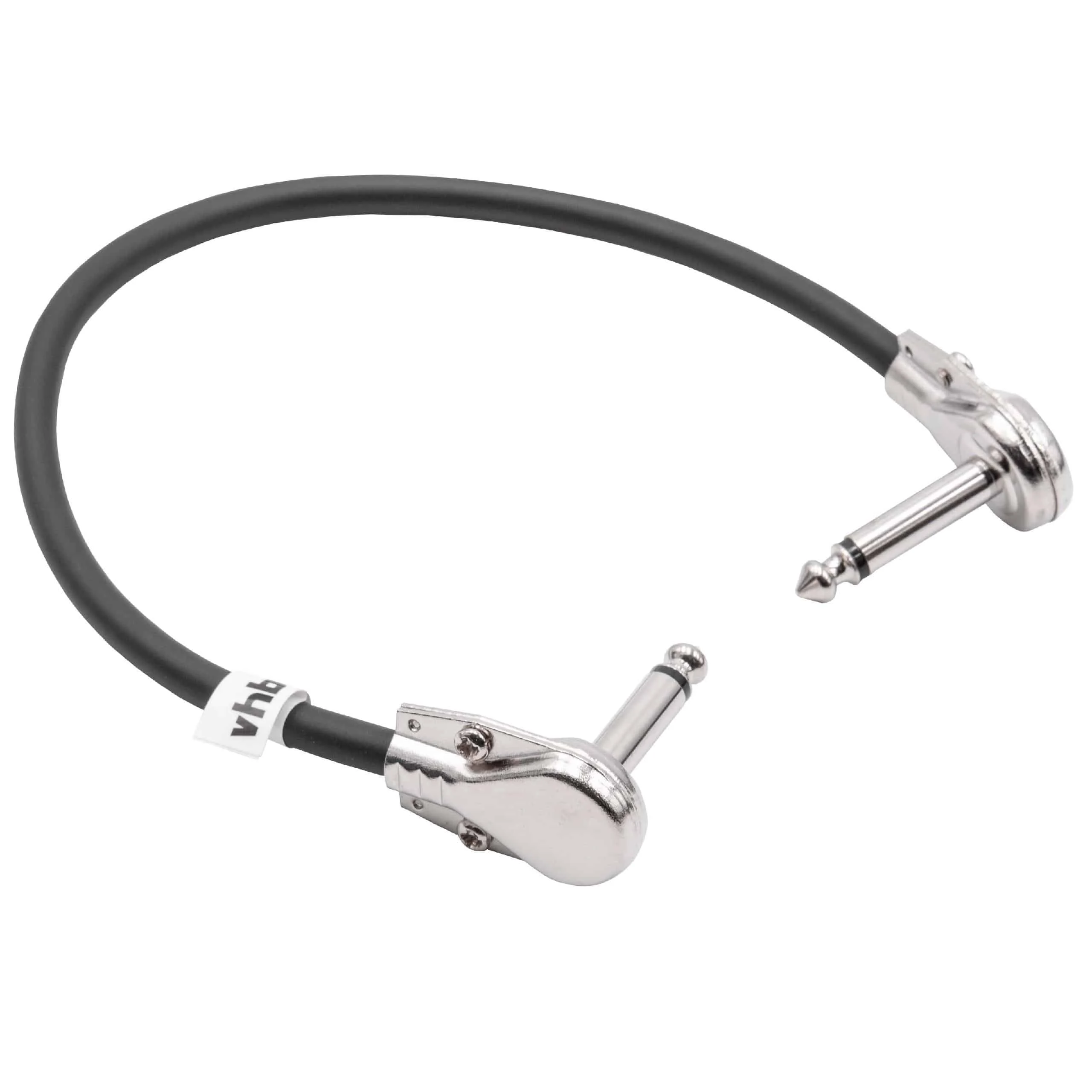 Câble de patch avec prise 6,35 mm pour pédale d'effet - Câble de guitare, 15 cm, plat, noir / argenté