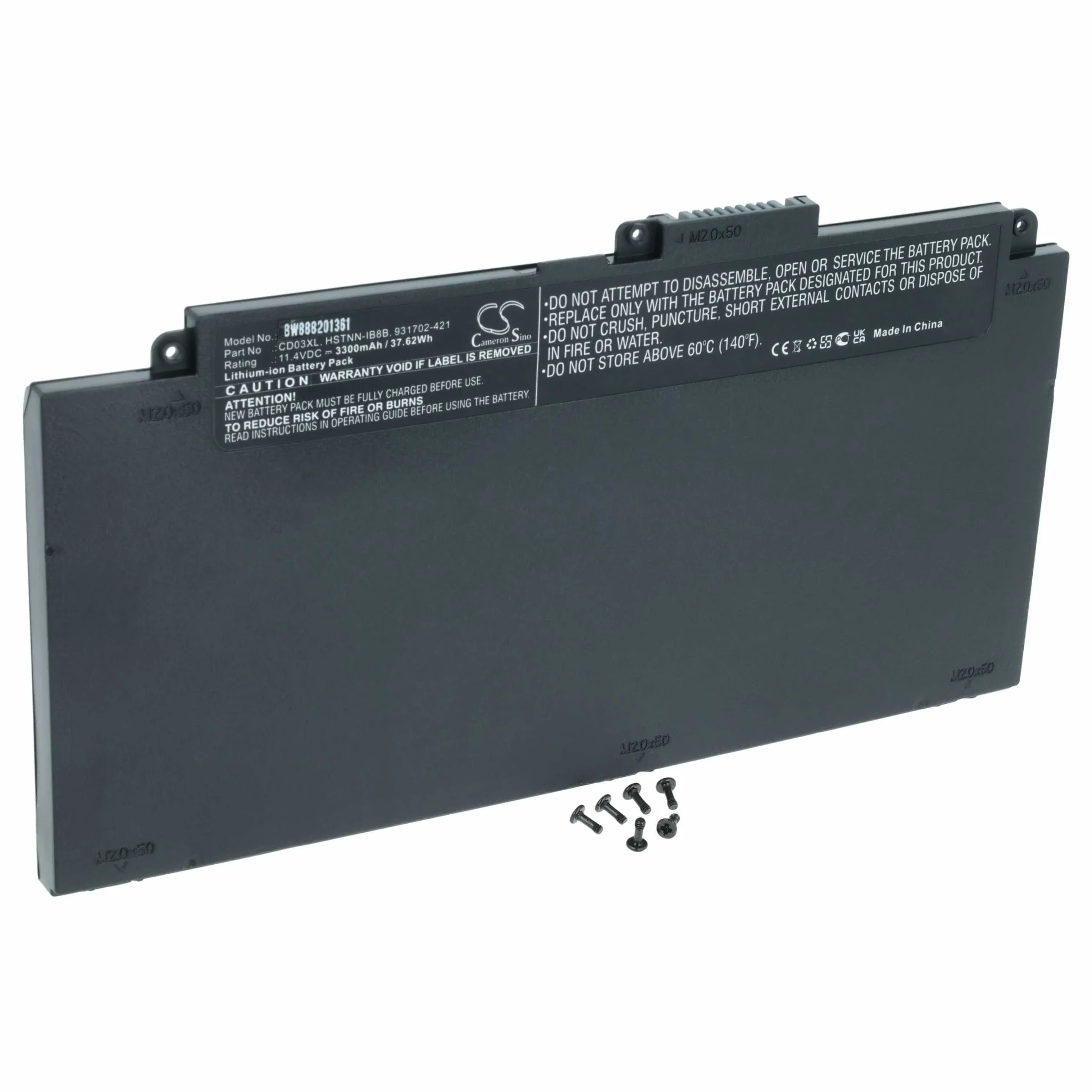 Batterie remplace HP 931702-421, 931702-171 pour ordinateur portable HP- 3300mAh 11,4V Li-ion, noir
