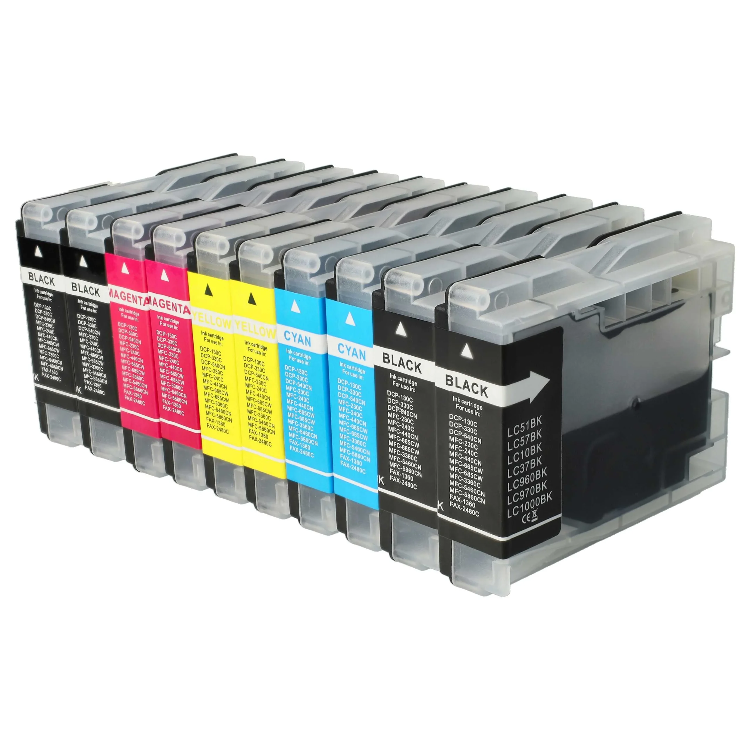 10x Cartouches remplace Brother LC-1000M, LC-1000C, LC-1000Y, LC-1000BK pour imprimante - multicouleurs