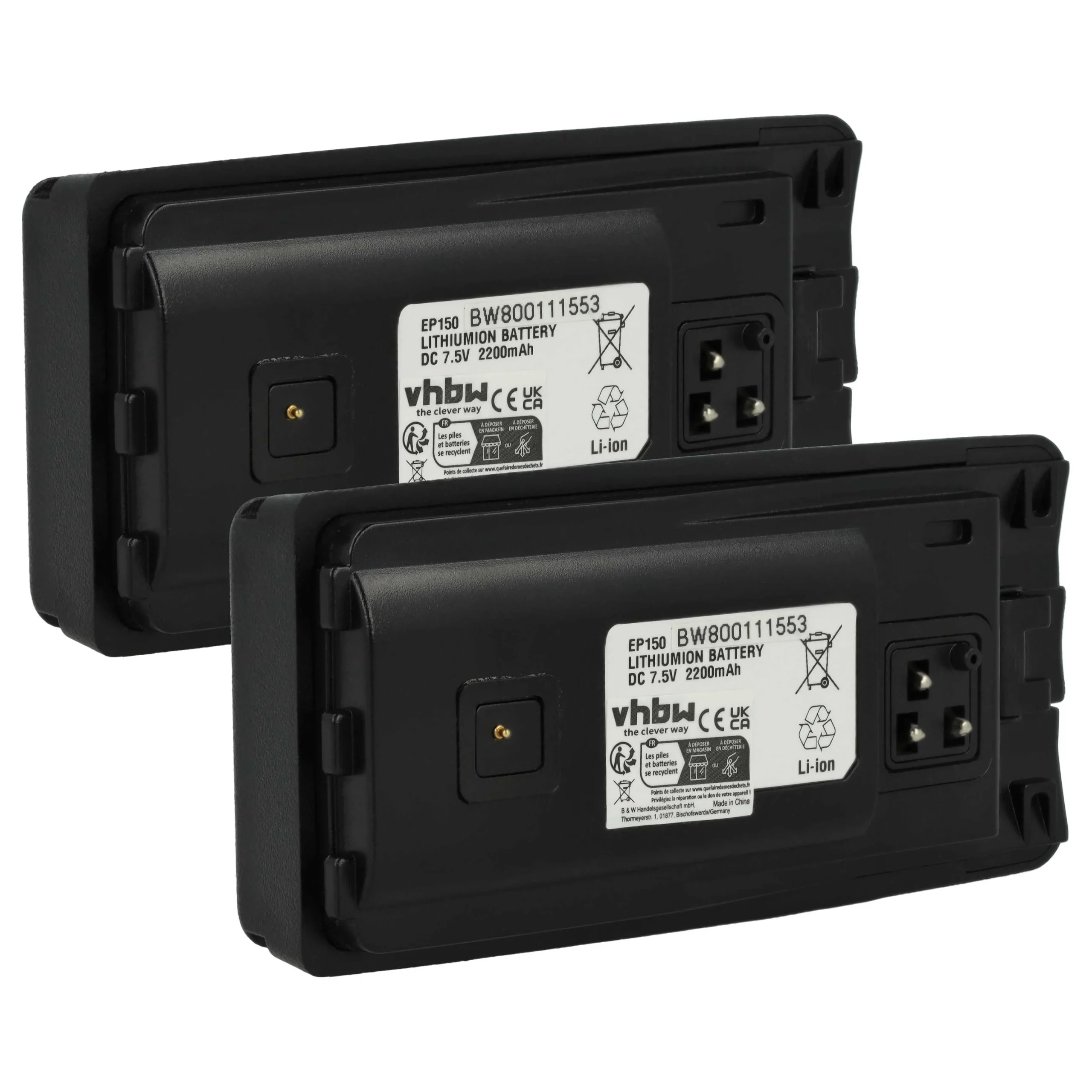 2x Batteries remplace Motorola PMNN6035, 6080384X65 pour radio talkie-walkie Motorola- 2200mAh 7,5V Li-ion